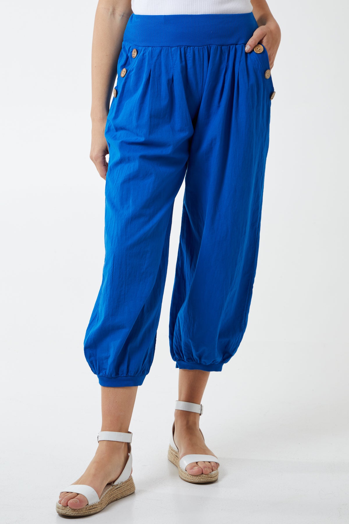 Button Pocket Detail Harem Pants