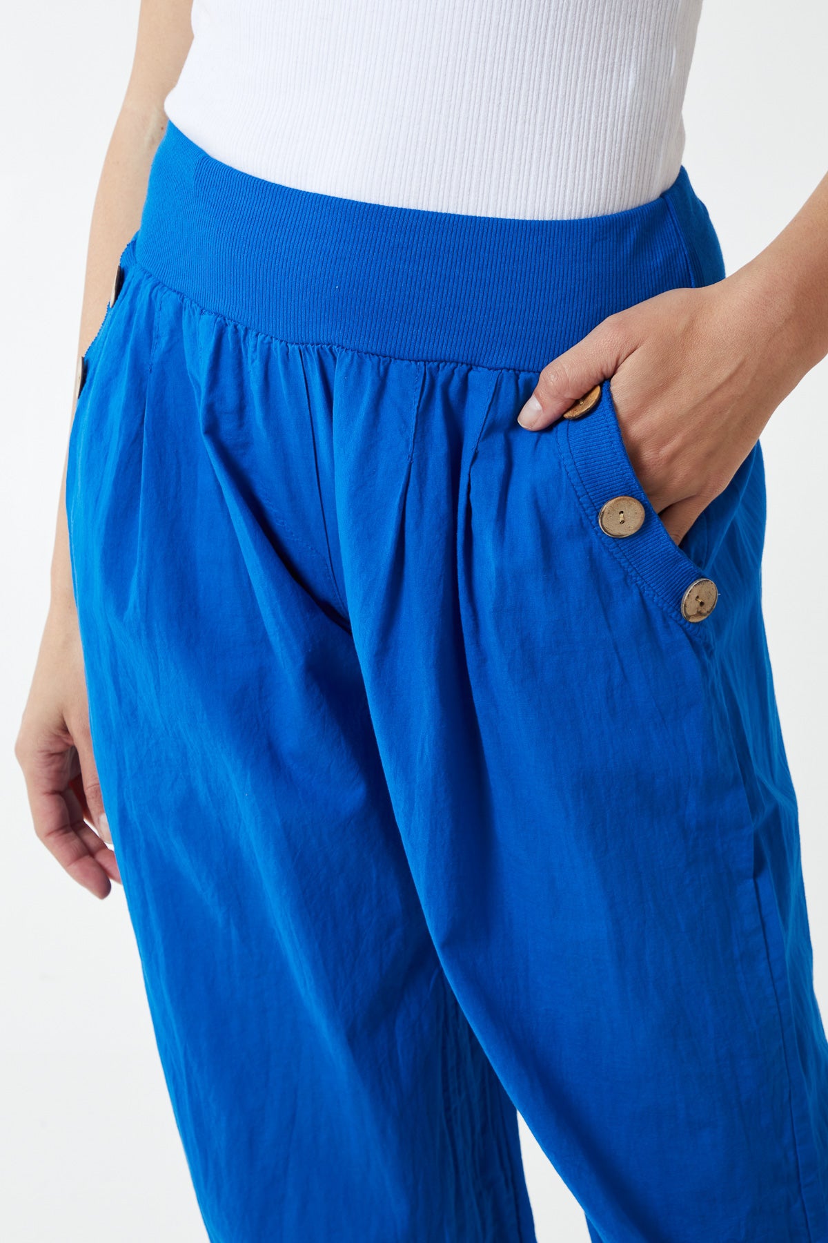 Button Pocket Detail Harem Pants