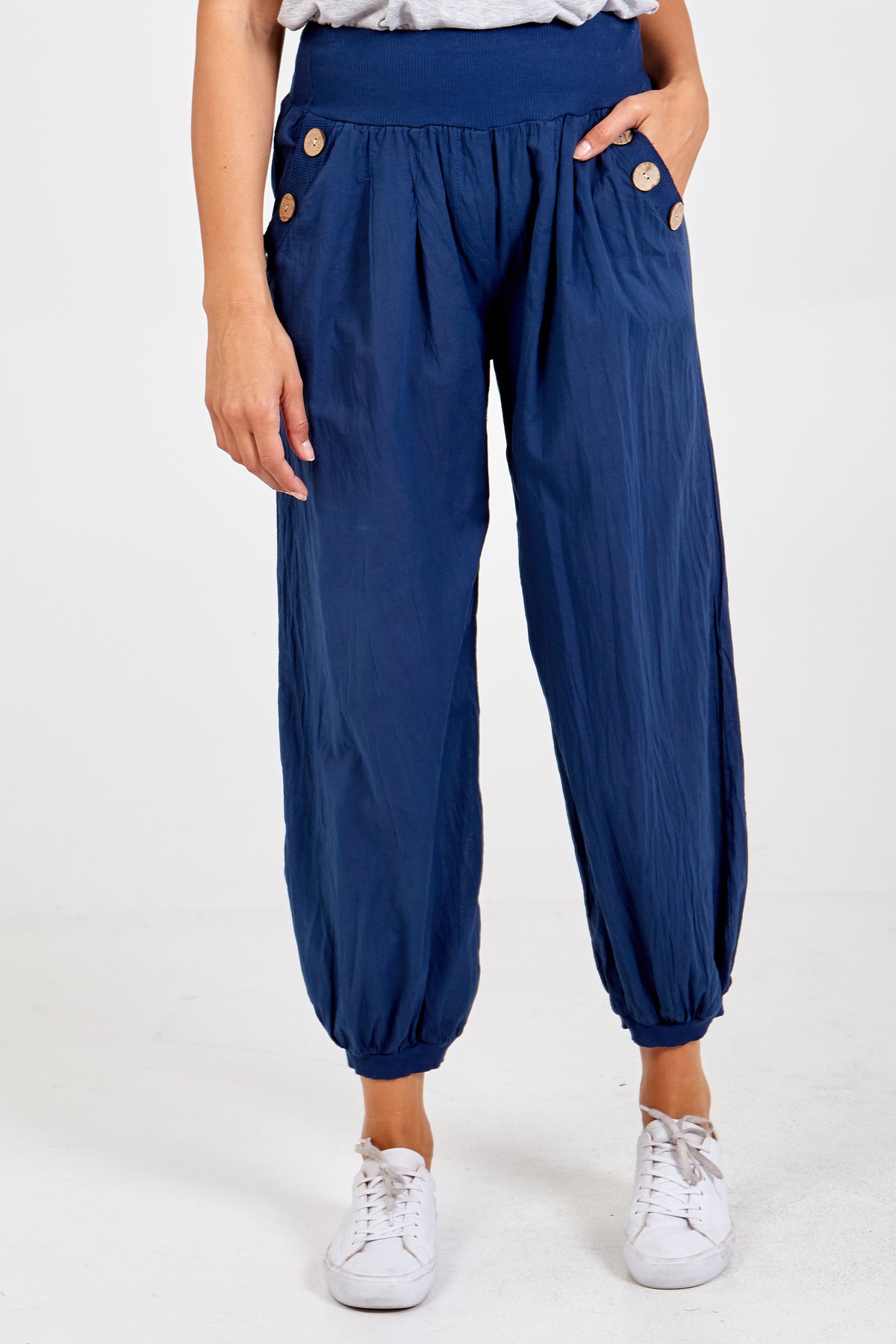 Button Pocket Detail Harem Pants
