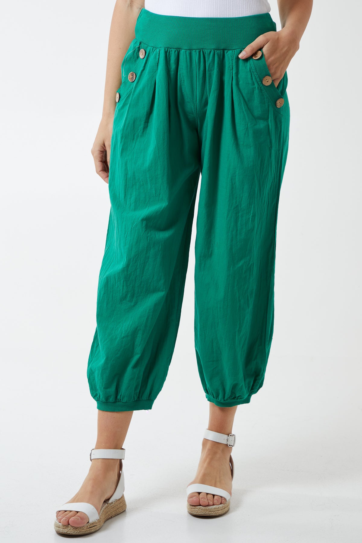 Button Pocket Detail Harem Pants