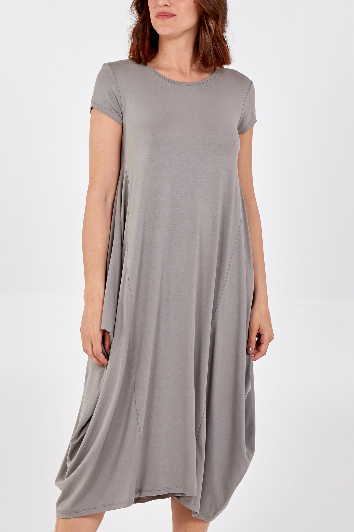 Cap Sleeve Plain Parachute Dress