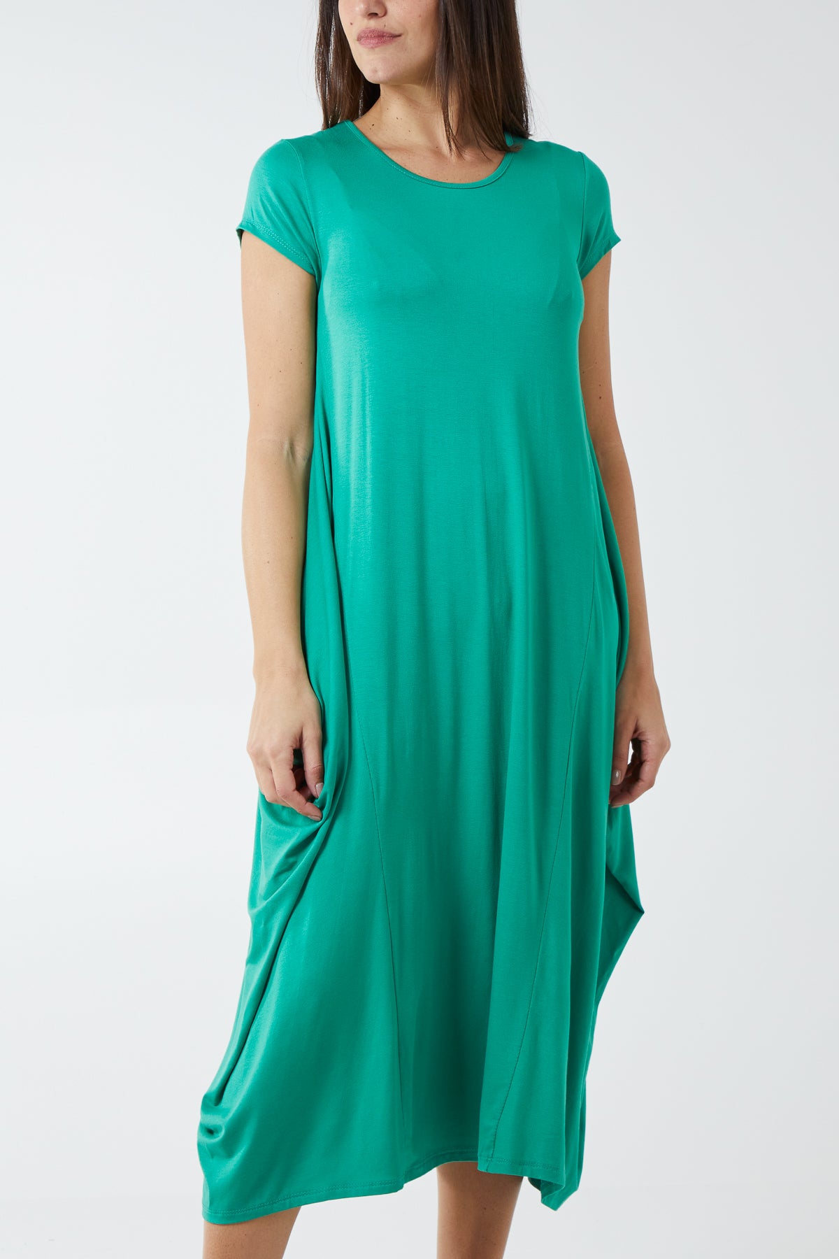 Cap Sleeve Plain Parachute Dress