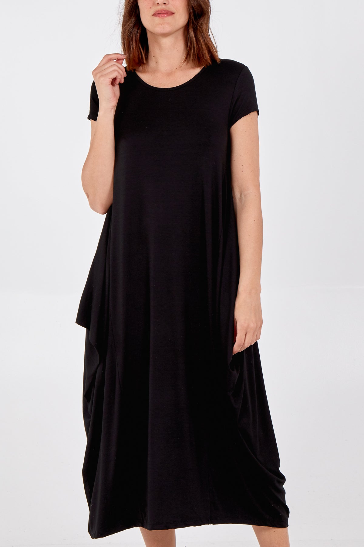 Cap Sleeve Plain Parachute Dress