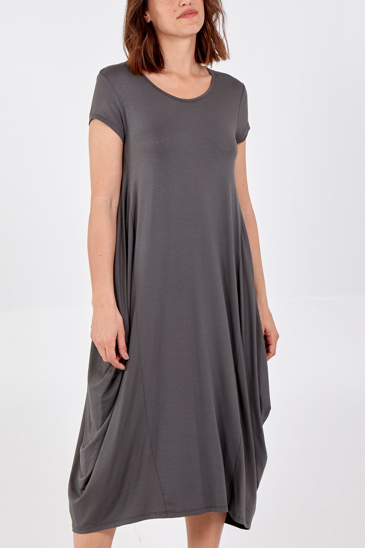 Cap Sleeve Plain Parachute Dress