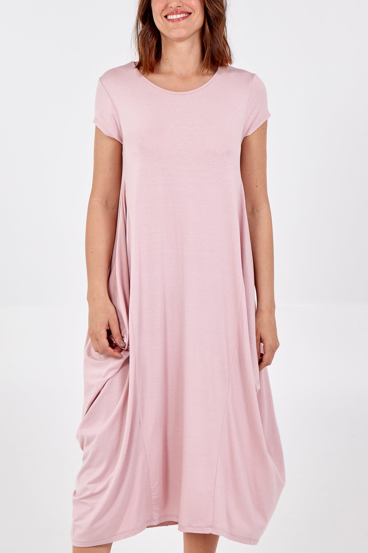 Cap Sleeve Plain Parachute Dress