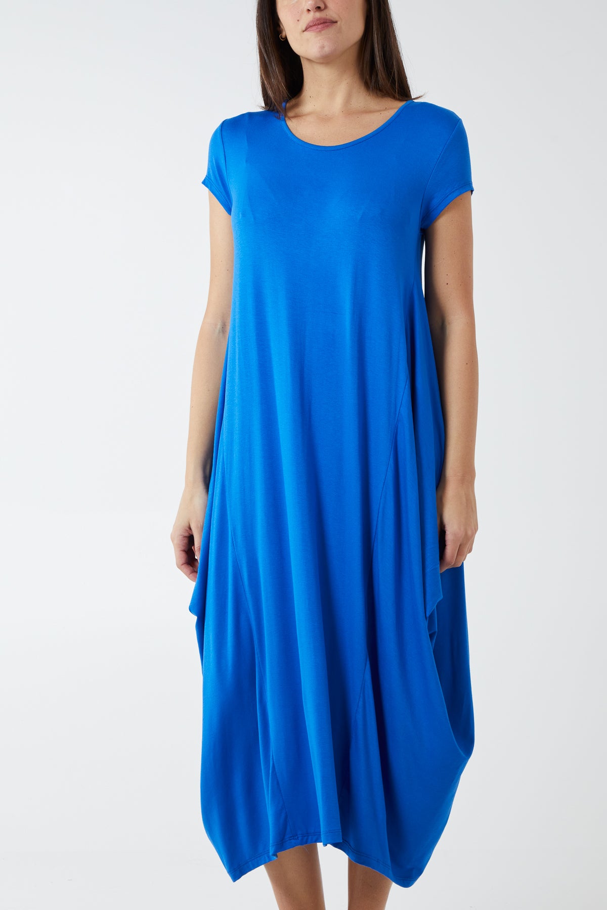 Cap Sleeve Plain Parachute Dress
