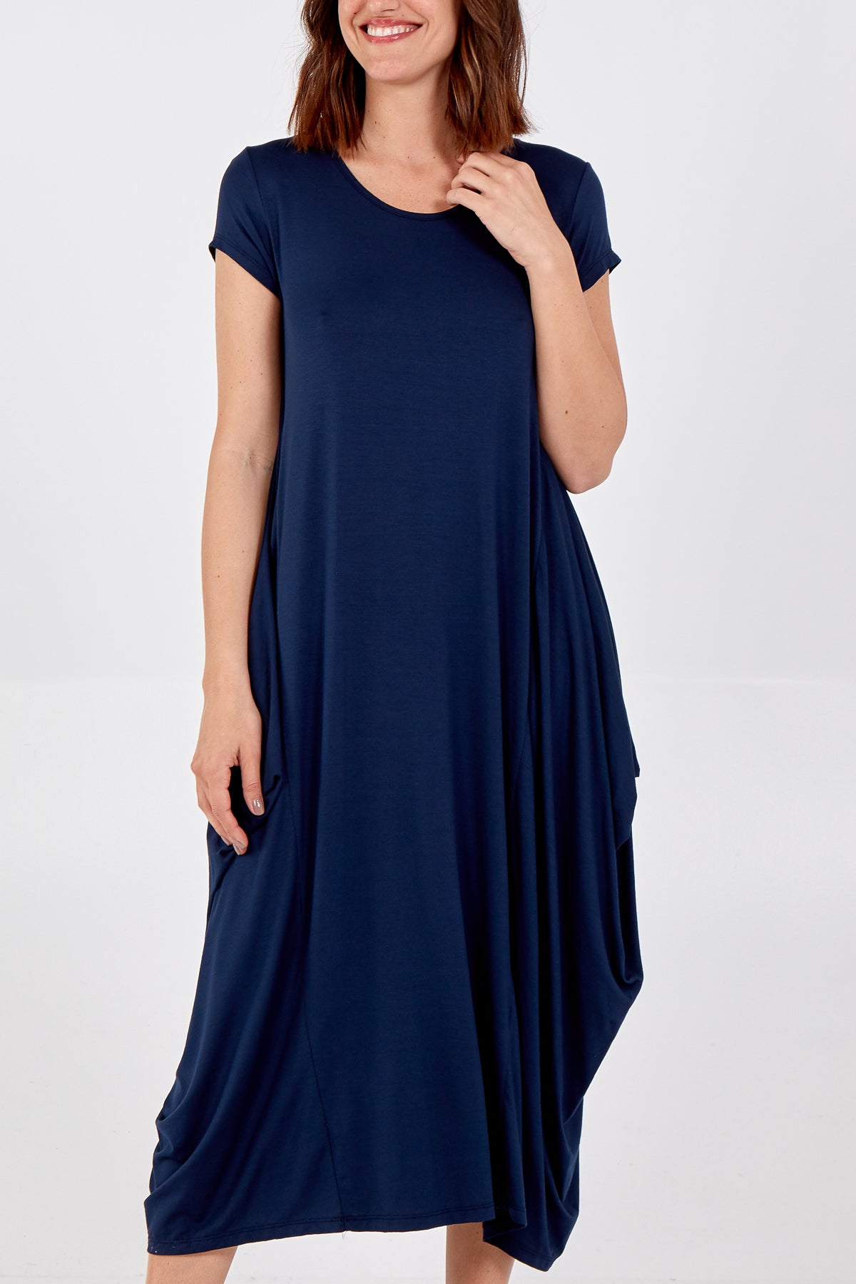 Cap Sleeve Plain Parachute Dress
