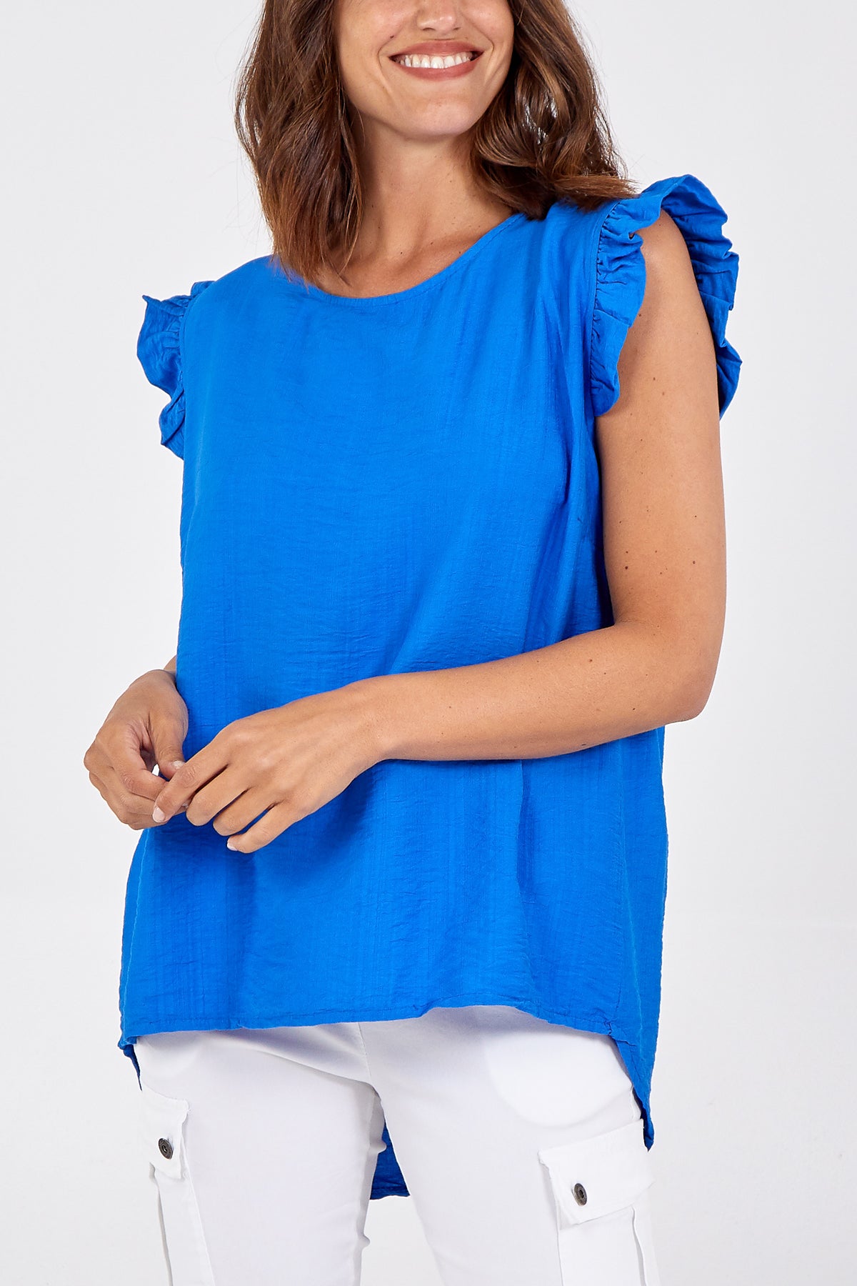 Linen Look Top Back Button