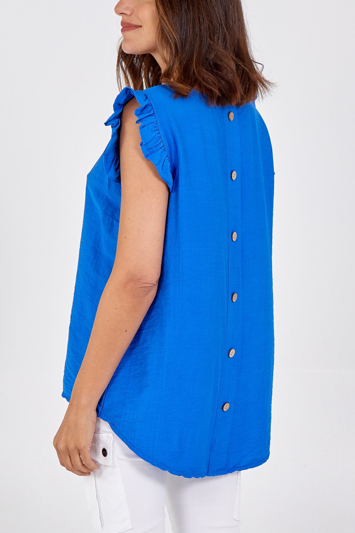 Linen Look Top Back Button