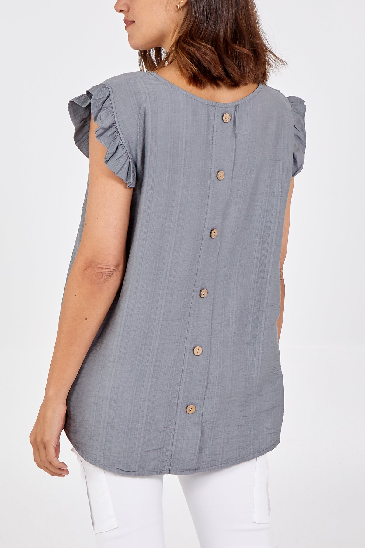 Linen Look Top Back Button