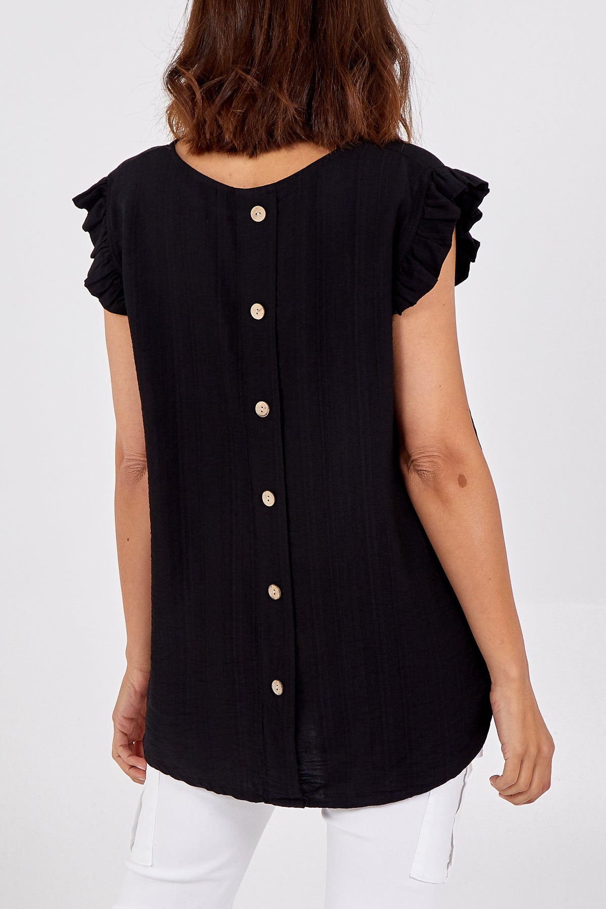 Linen Look Top Back Button