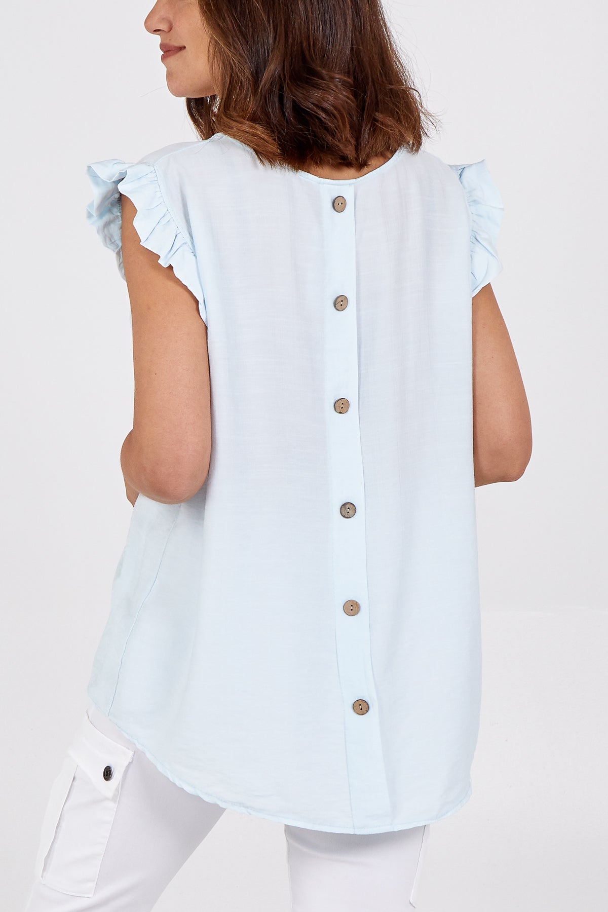 Linen Look Top Back Button
