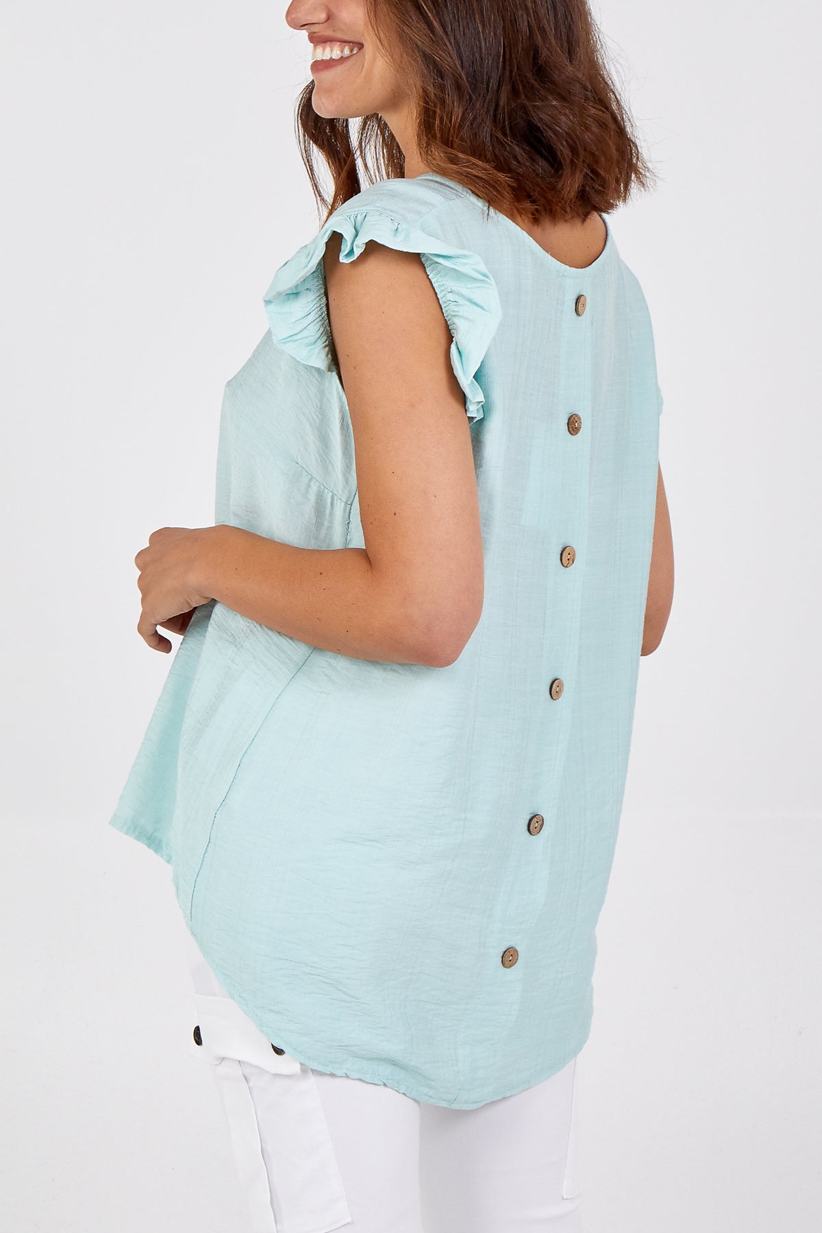 Linen Look Top Back Button