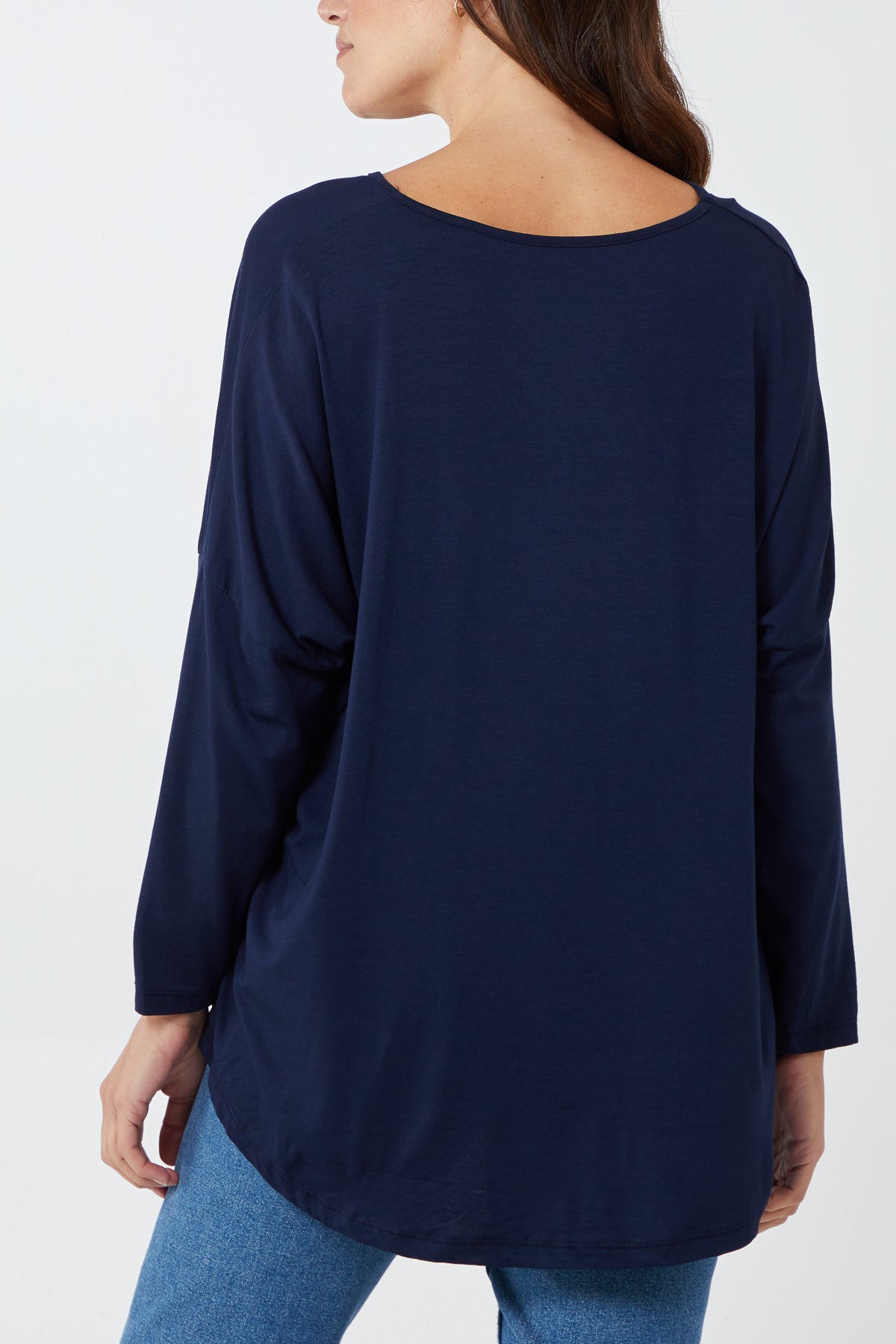 High Low Curved Hem Long Sleeve Top