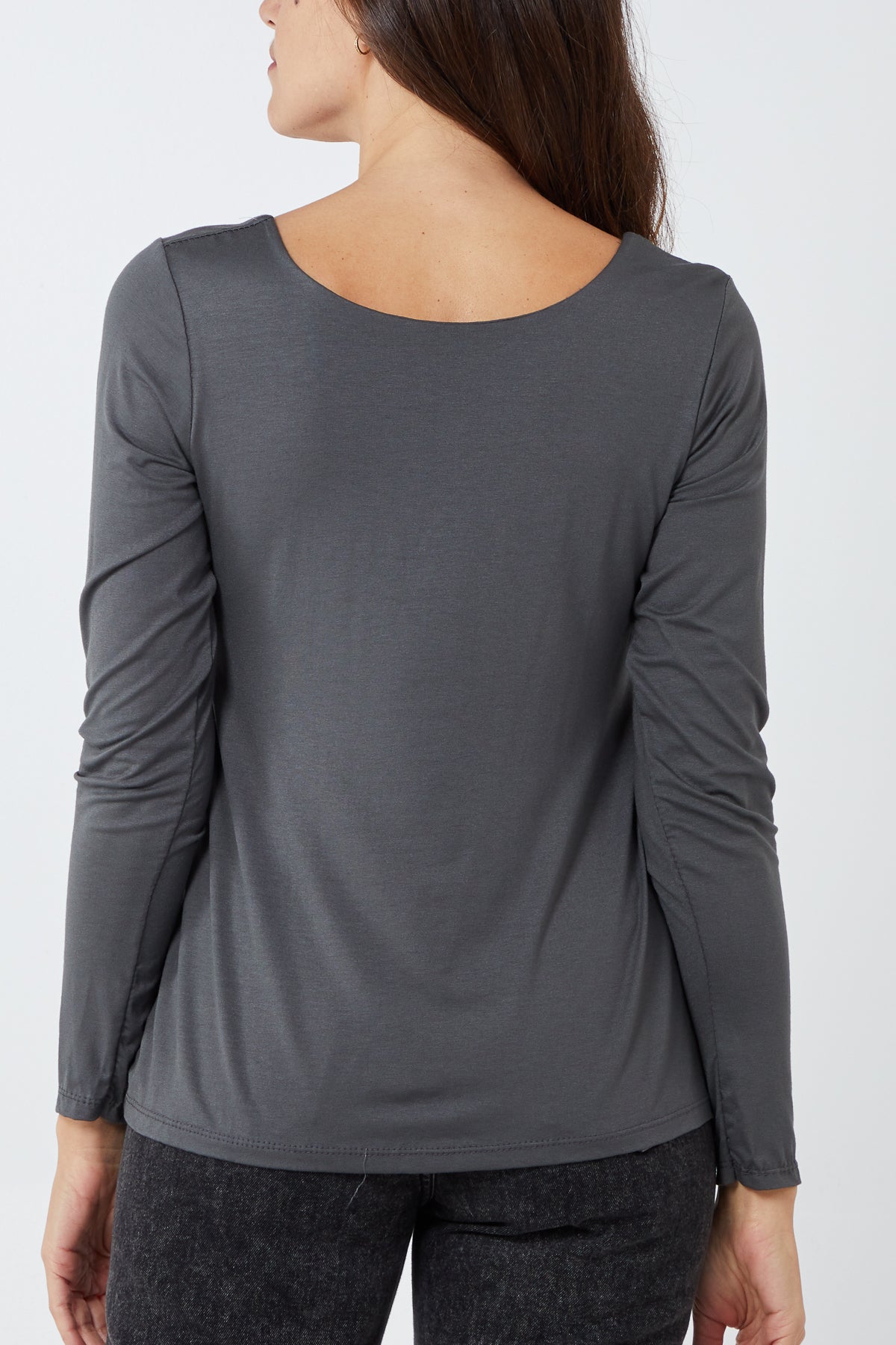 Basic Double Layer Scoop Neck Long Sleeve Top