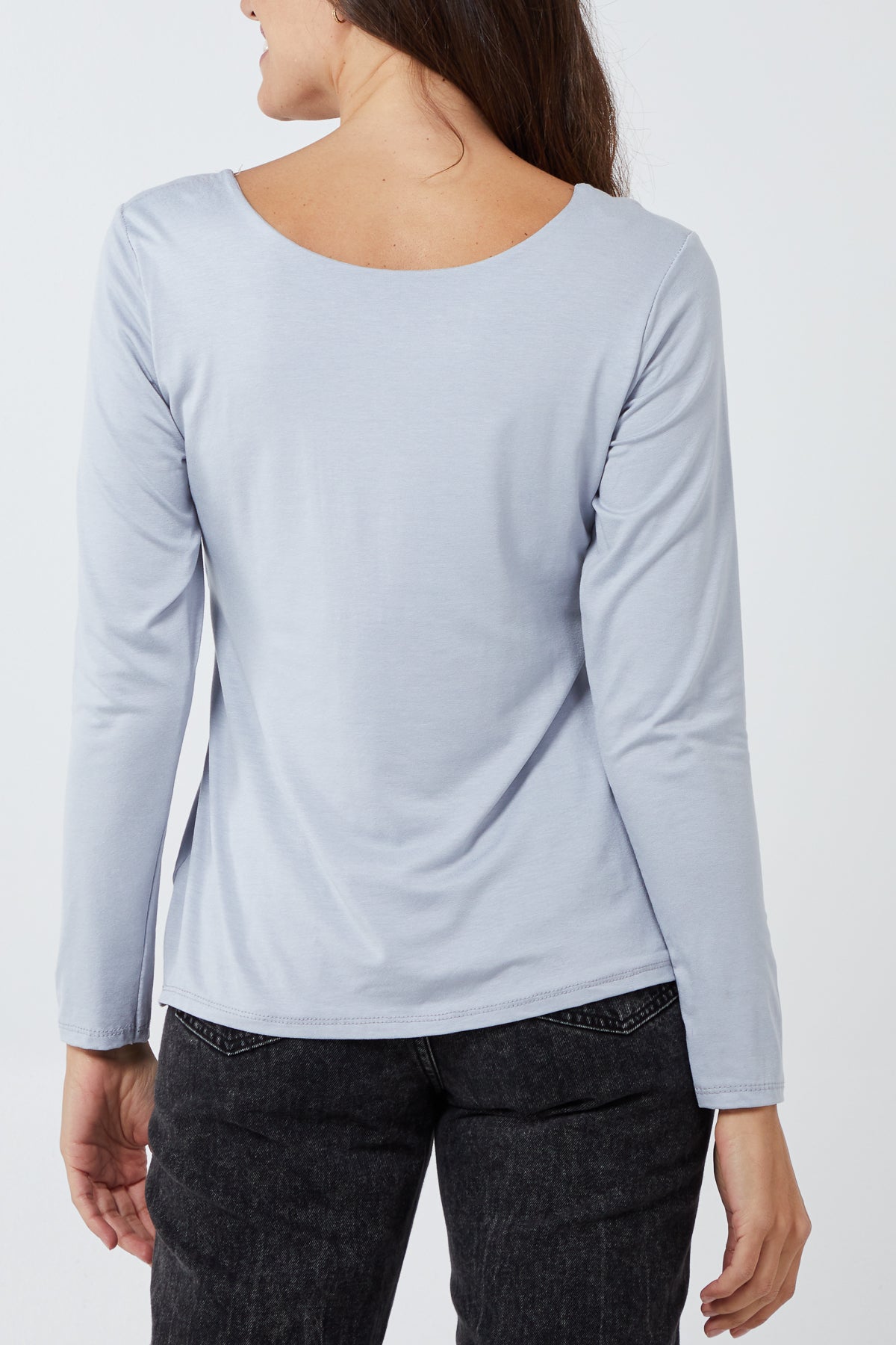 Basic Double Layer Scoop Neck Long Sleeve Top