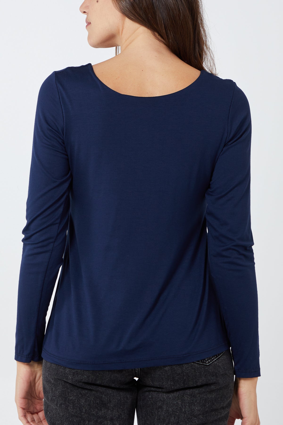 Basic Double Layer Scoop Neck Long Sleeve Top