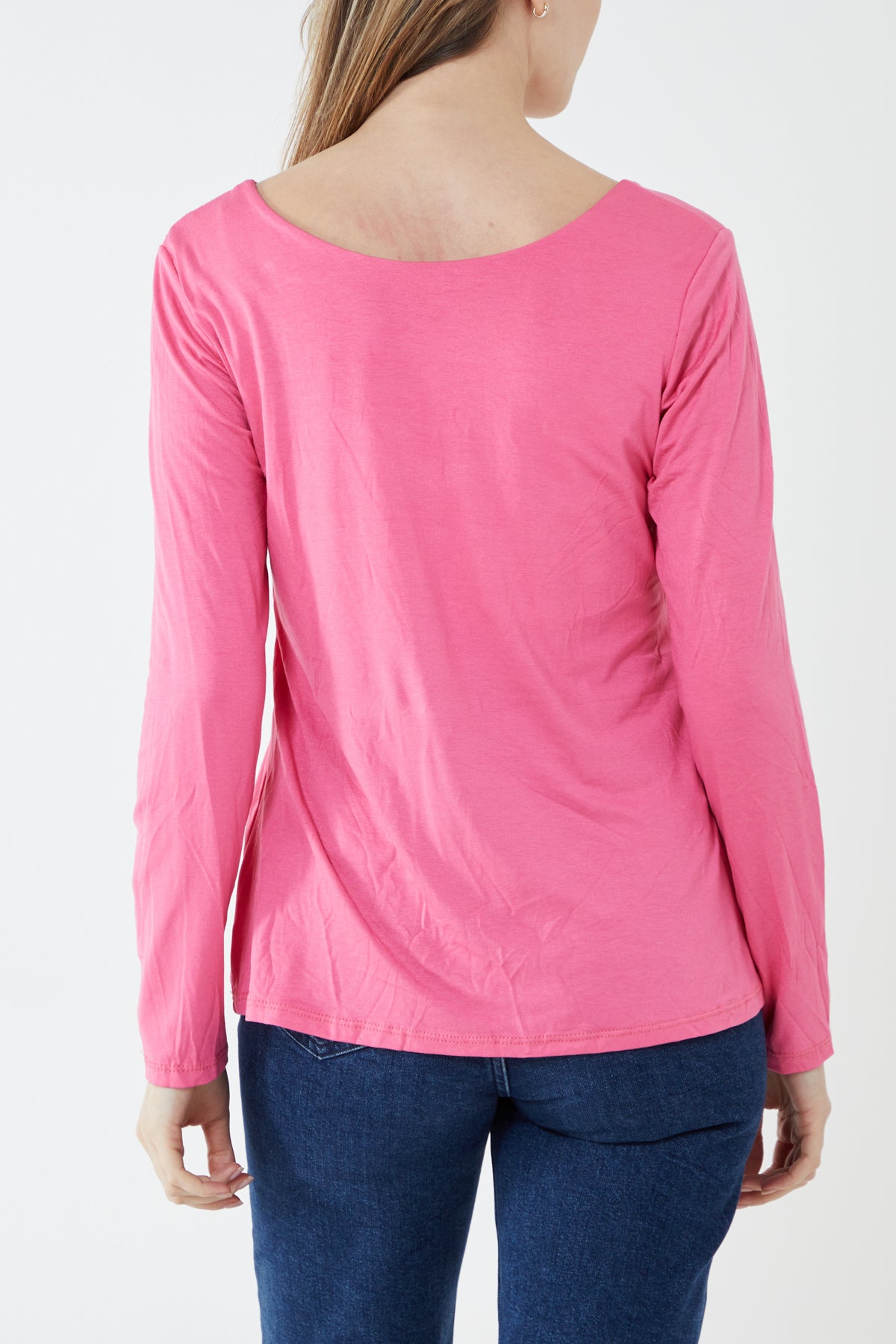 Basic Double Layer Scoop Neck Long Sleeve Top