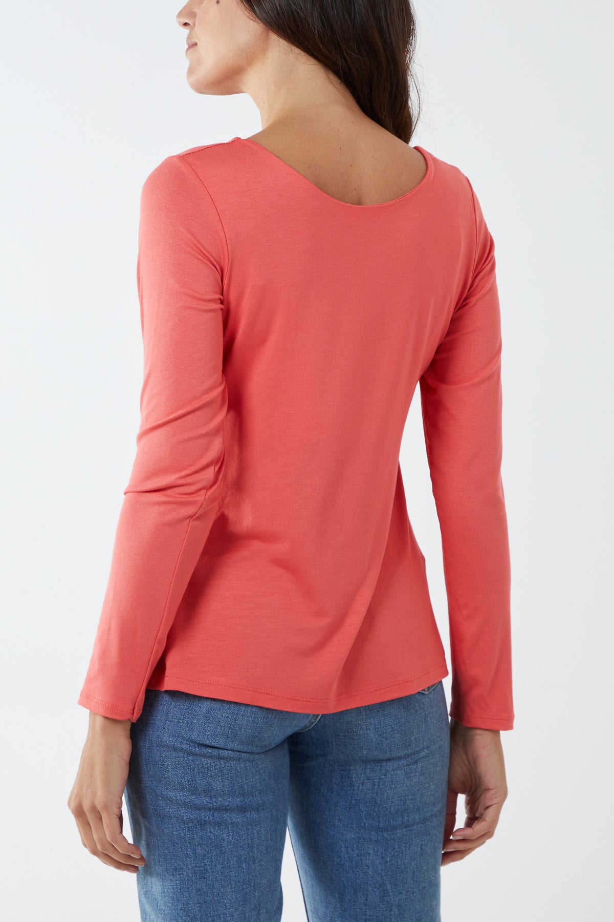 Basic Double Layer Scoop Neck Long Sleeve Top