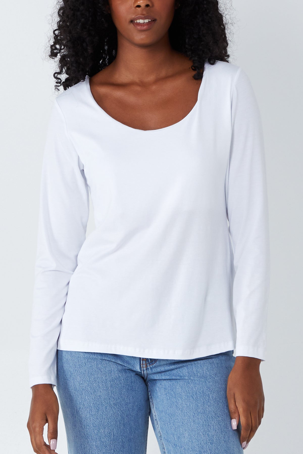 Basic Double Layer Scoop Neck Long Sleeve Top