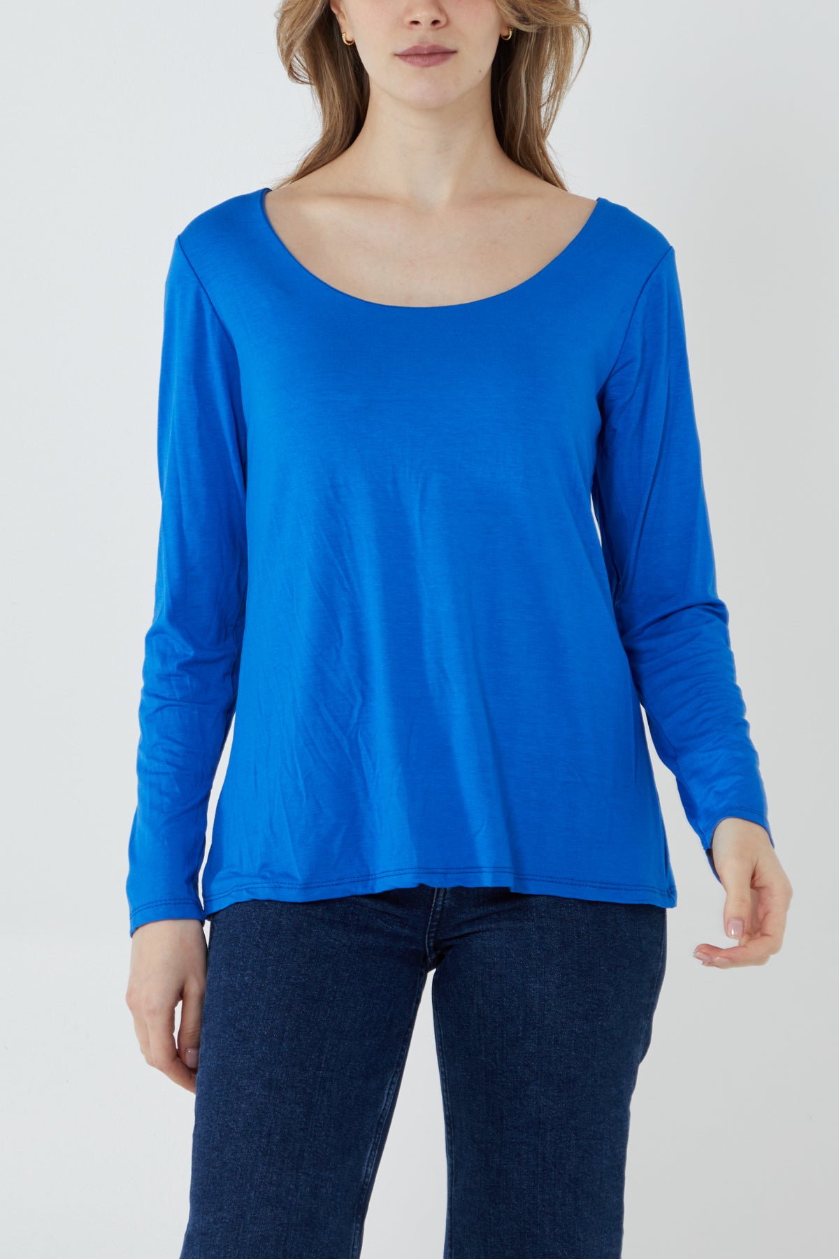 Basic Double Layer Scoop Neck Long Sleeve Top