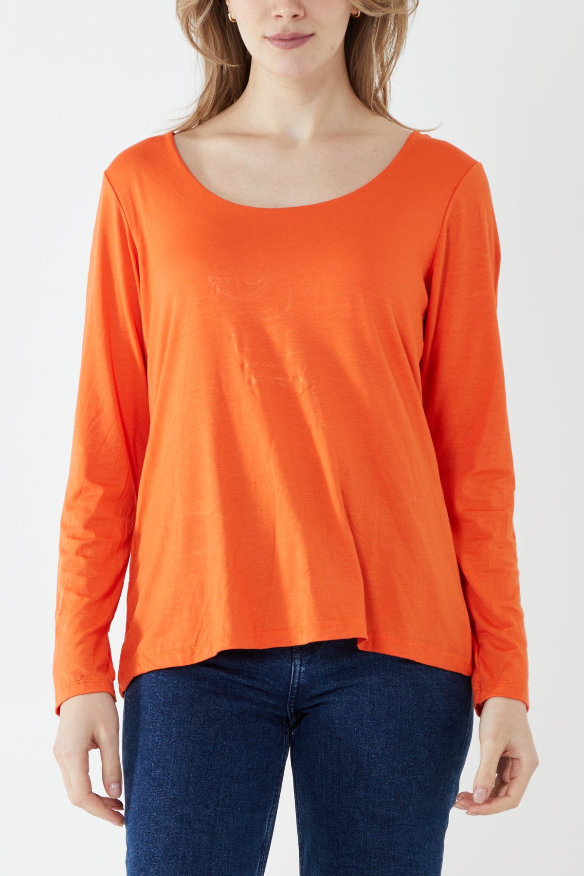 Basic Double Layer Scoop Neck Long Sleeve Top