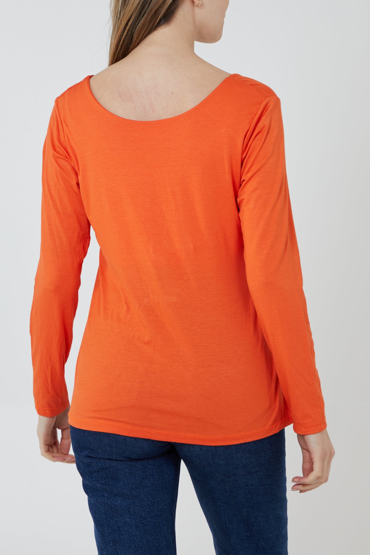 Basic Double Layer Scoop Neck Long Sleeve Top