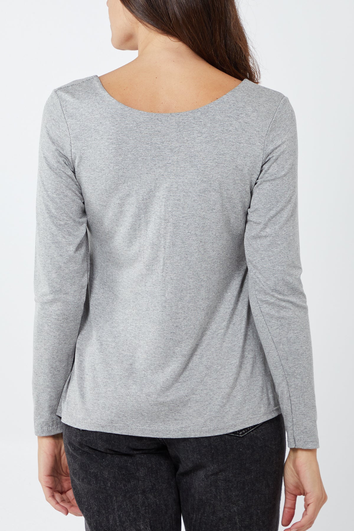 Basic Double Layer Scoop Neck Long Sleeve Top