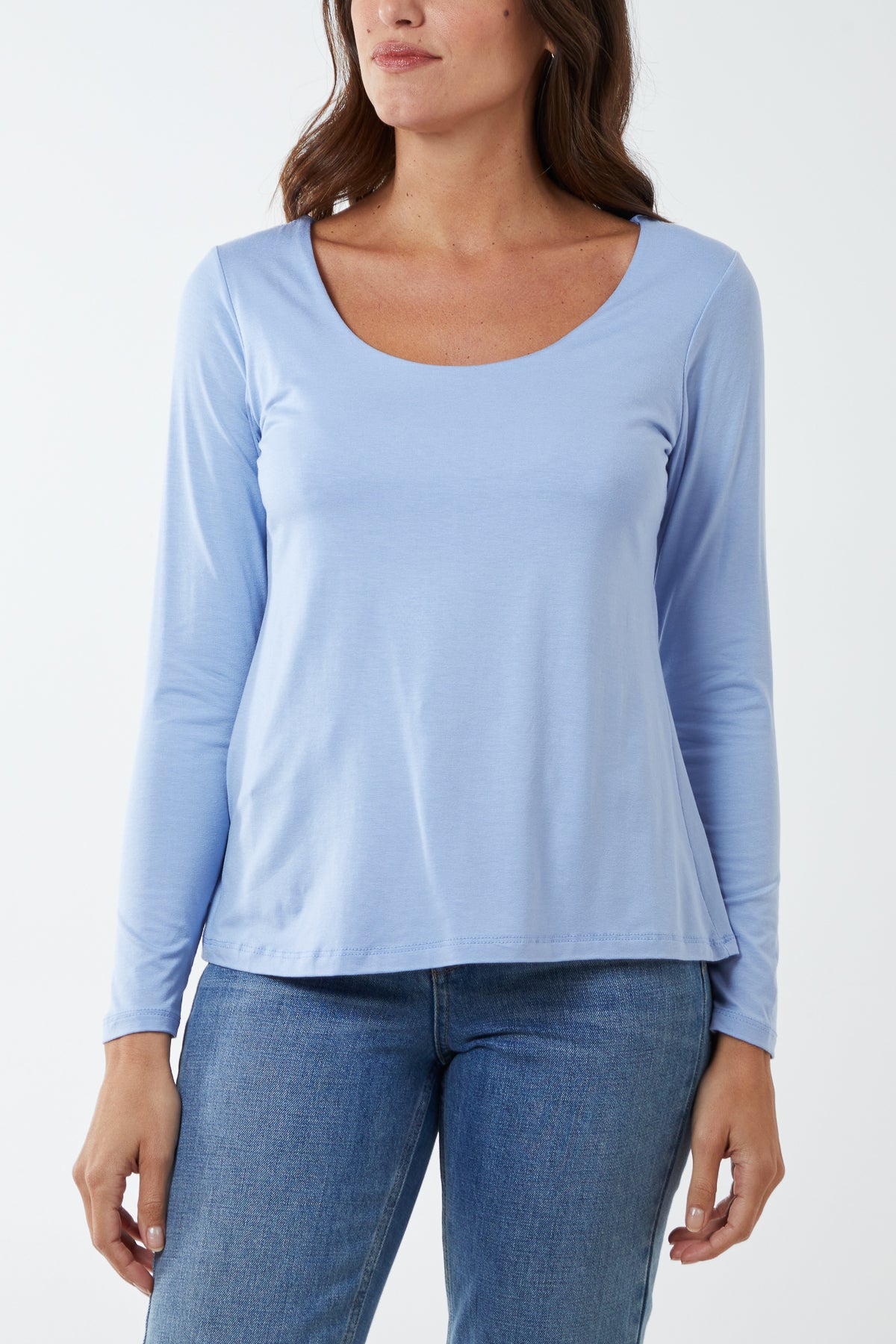 Basic Double Layer Scoop Neck Long Sleeve Top