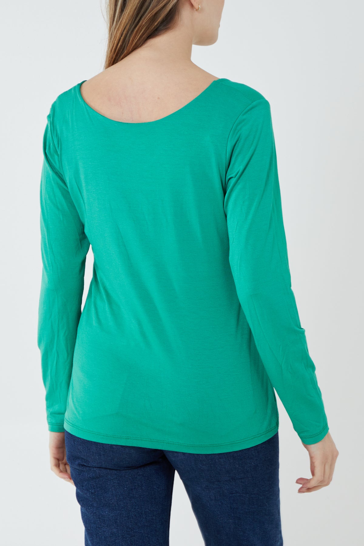 Basic Double Layer Scoop Neck Long Sleeve Top