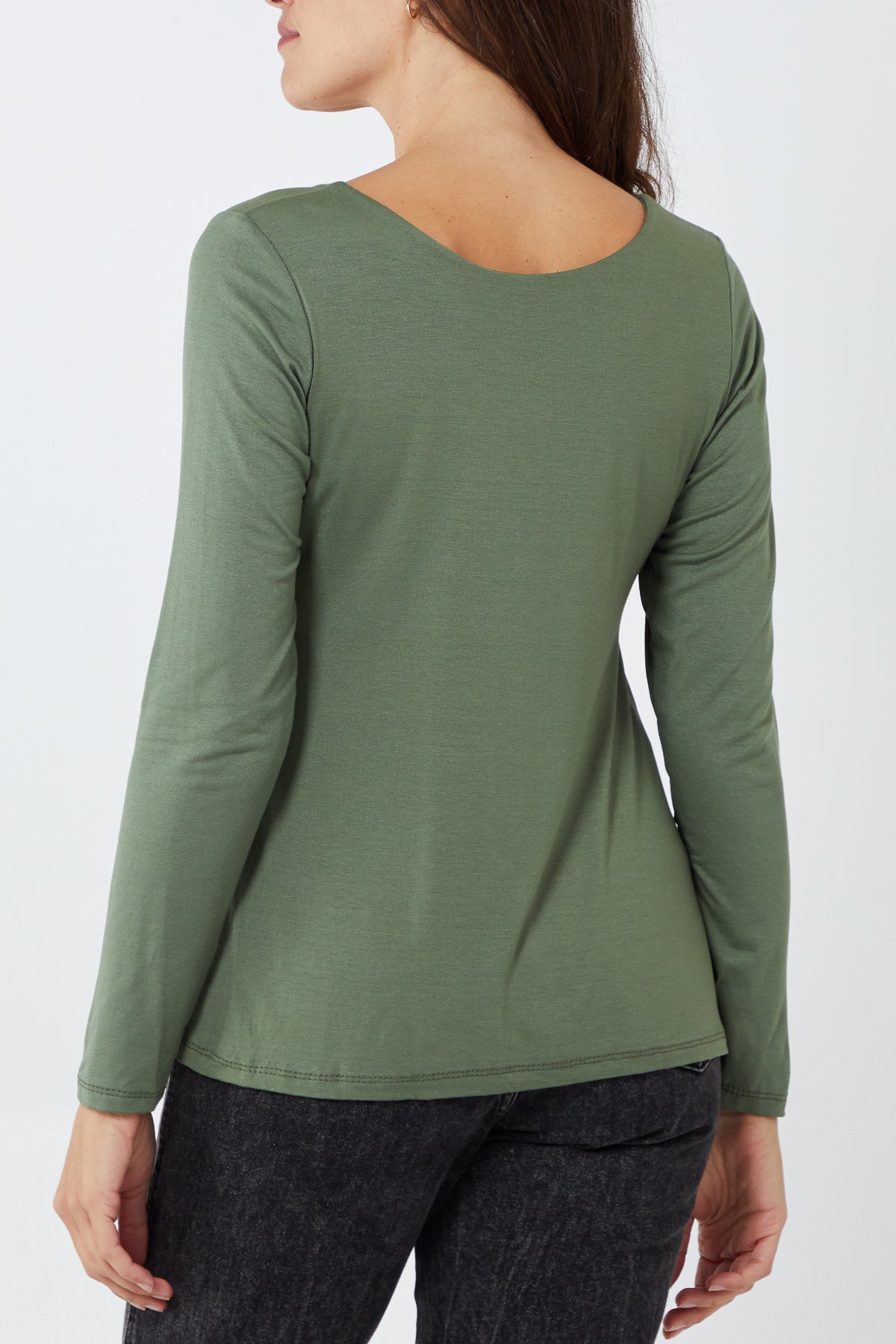 Basic Double Layer Scoop Neck Long Sleeve Top