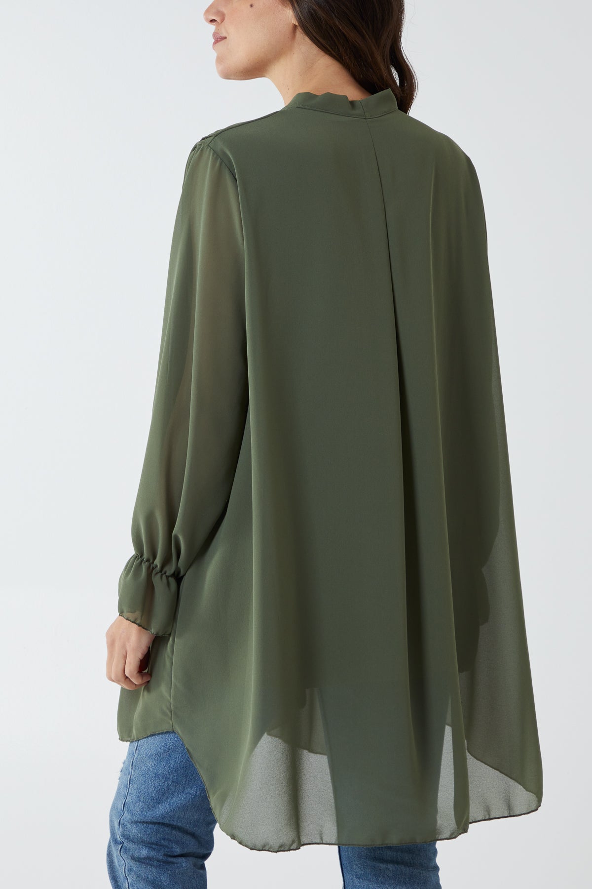 Ruffle Detail High Low Blouse