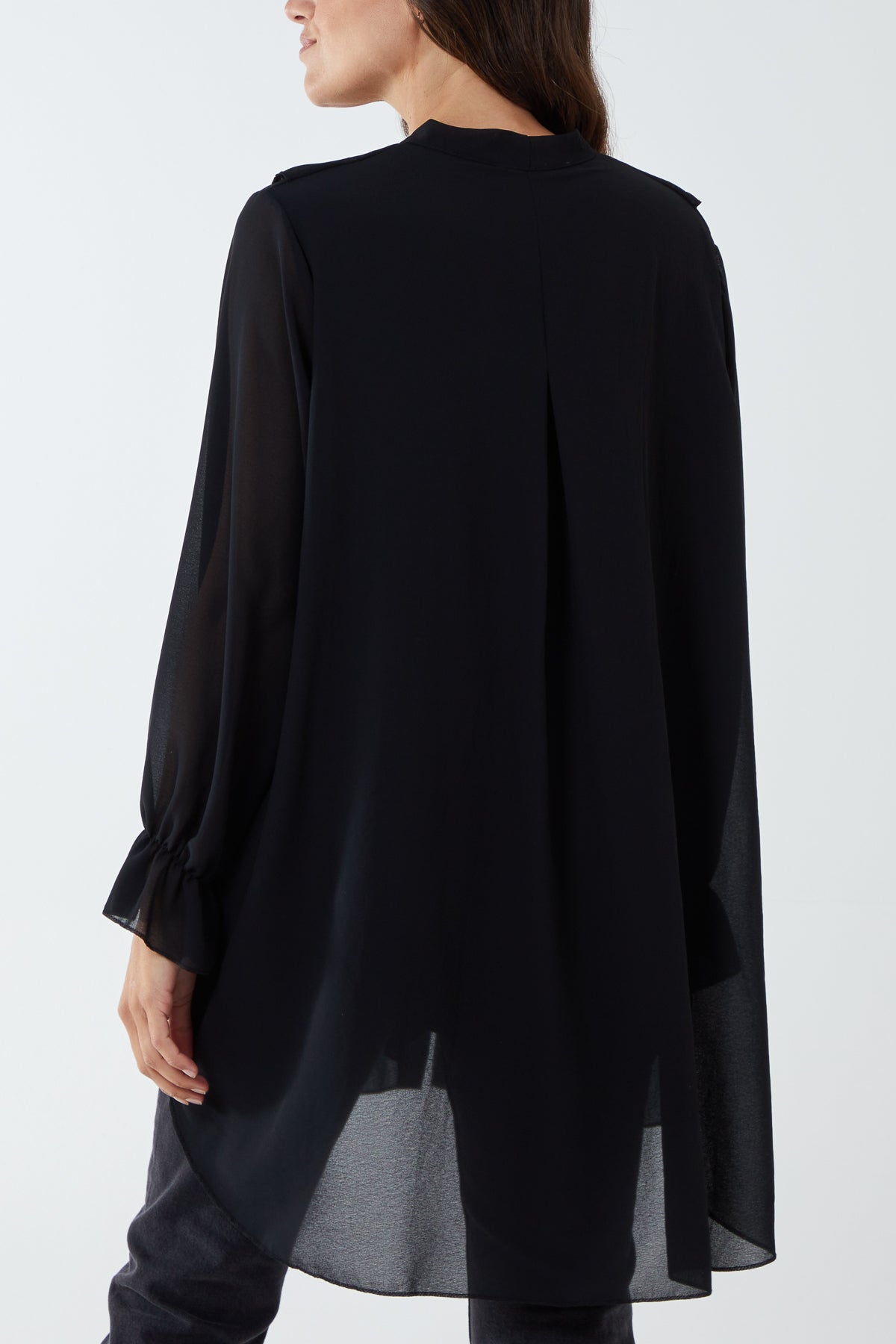 Ruffle Detail High Low Blouse