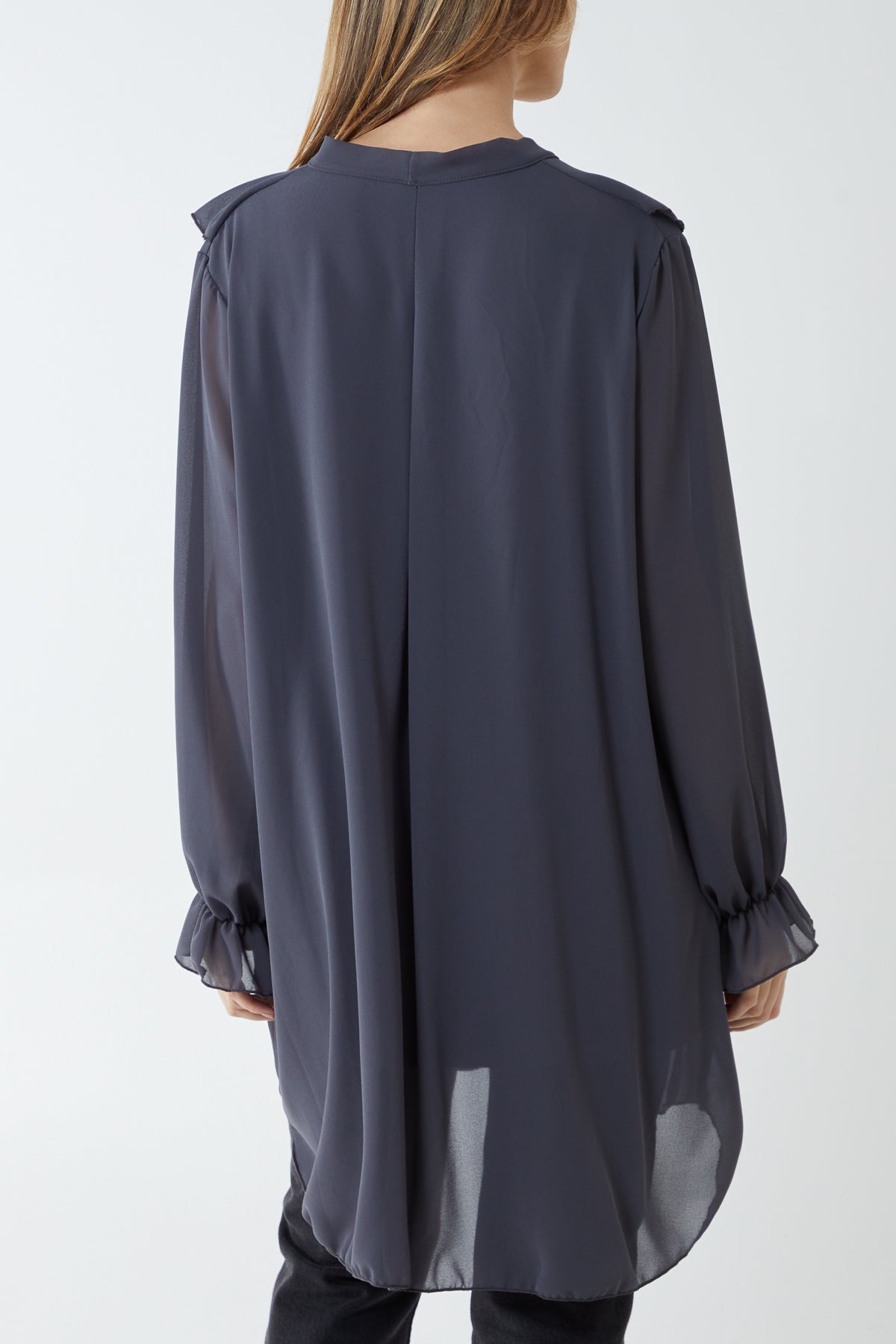 Ruffle Detail High Low Blouse