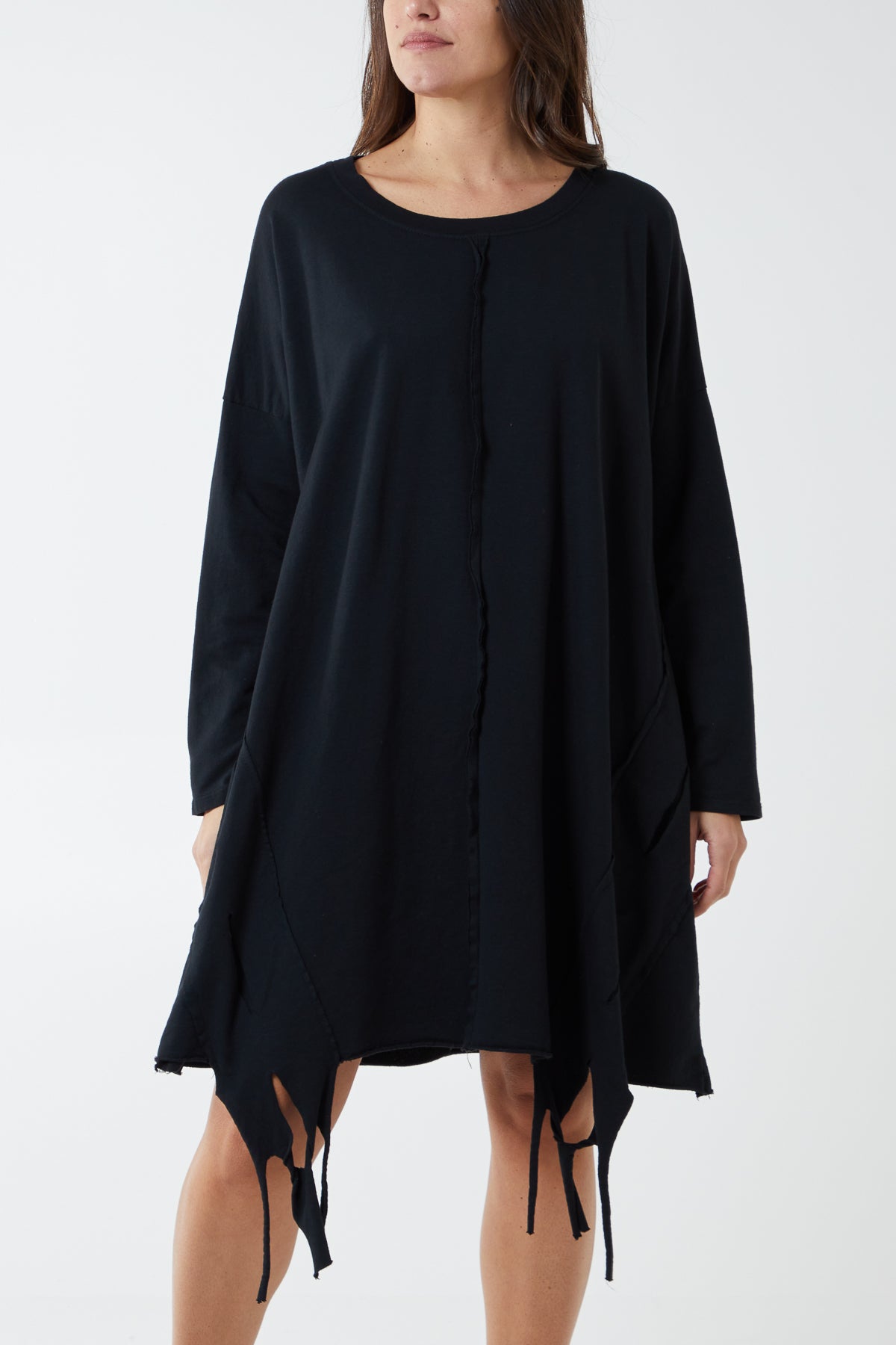 Raw Edge Sweatshirt Dress