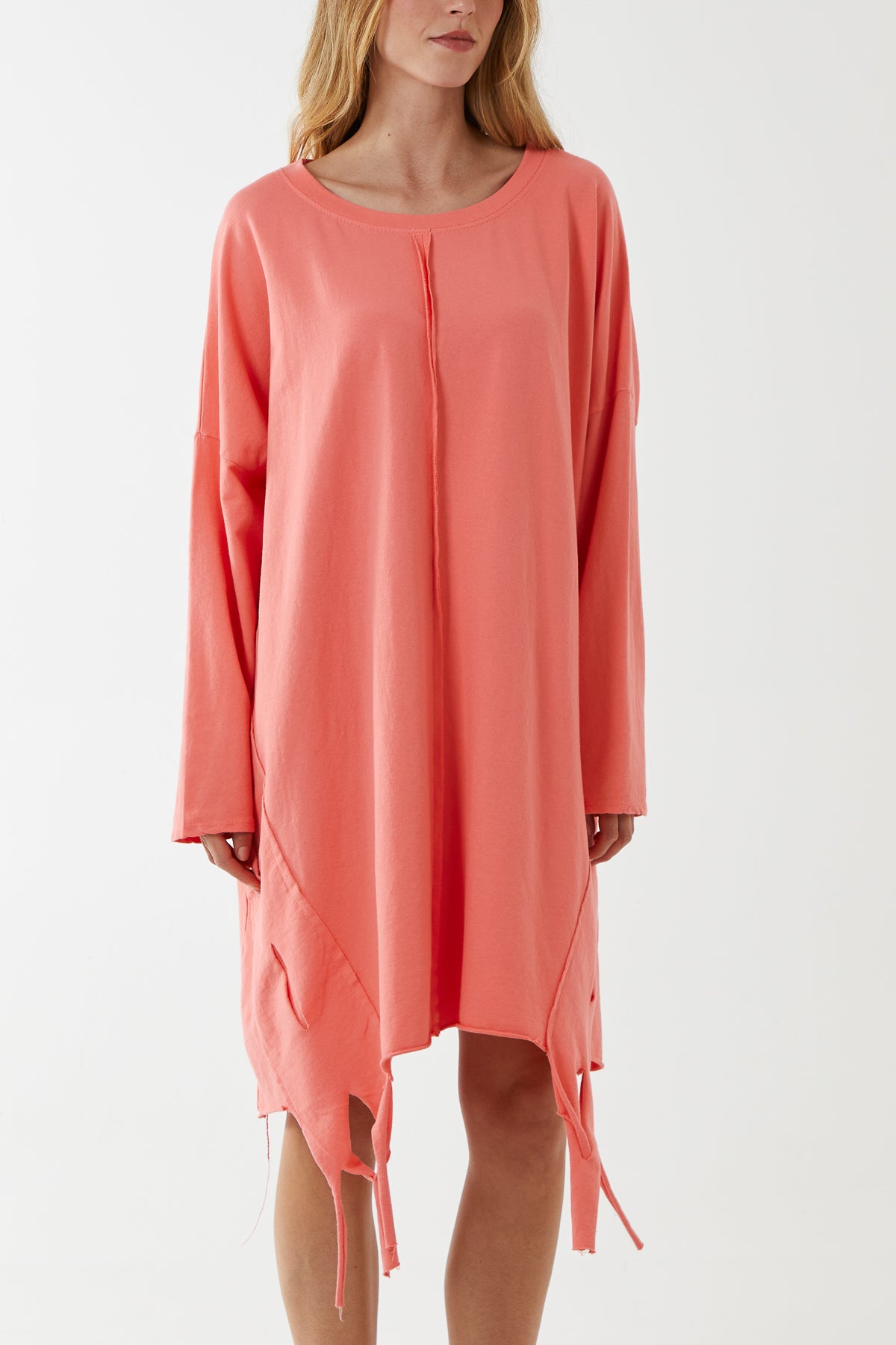 Raw Edge Sweatshirt Dress