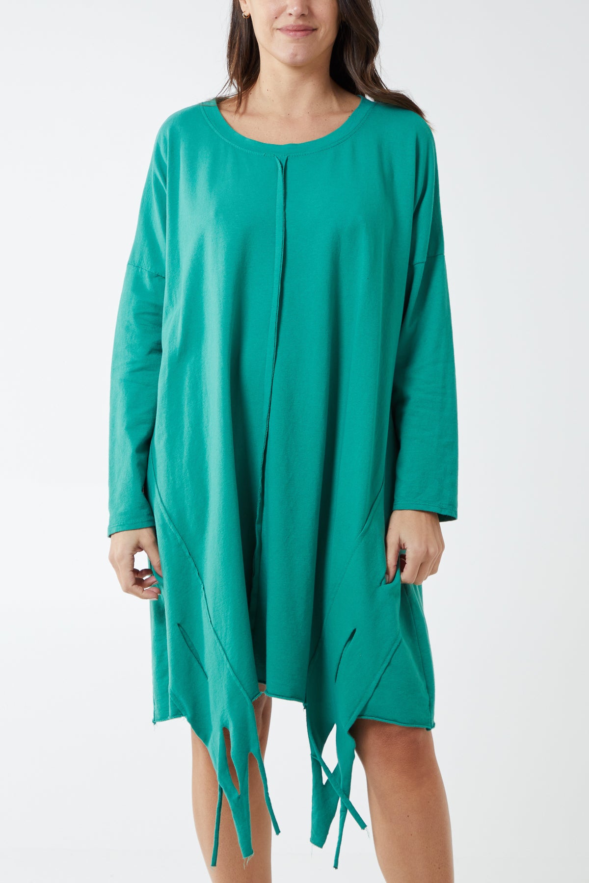 Raw Edge Sweatshirt Dress