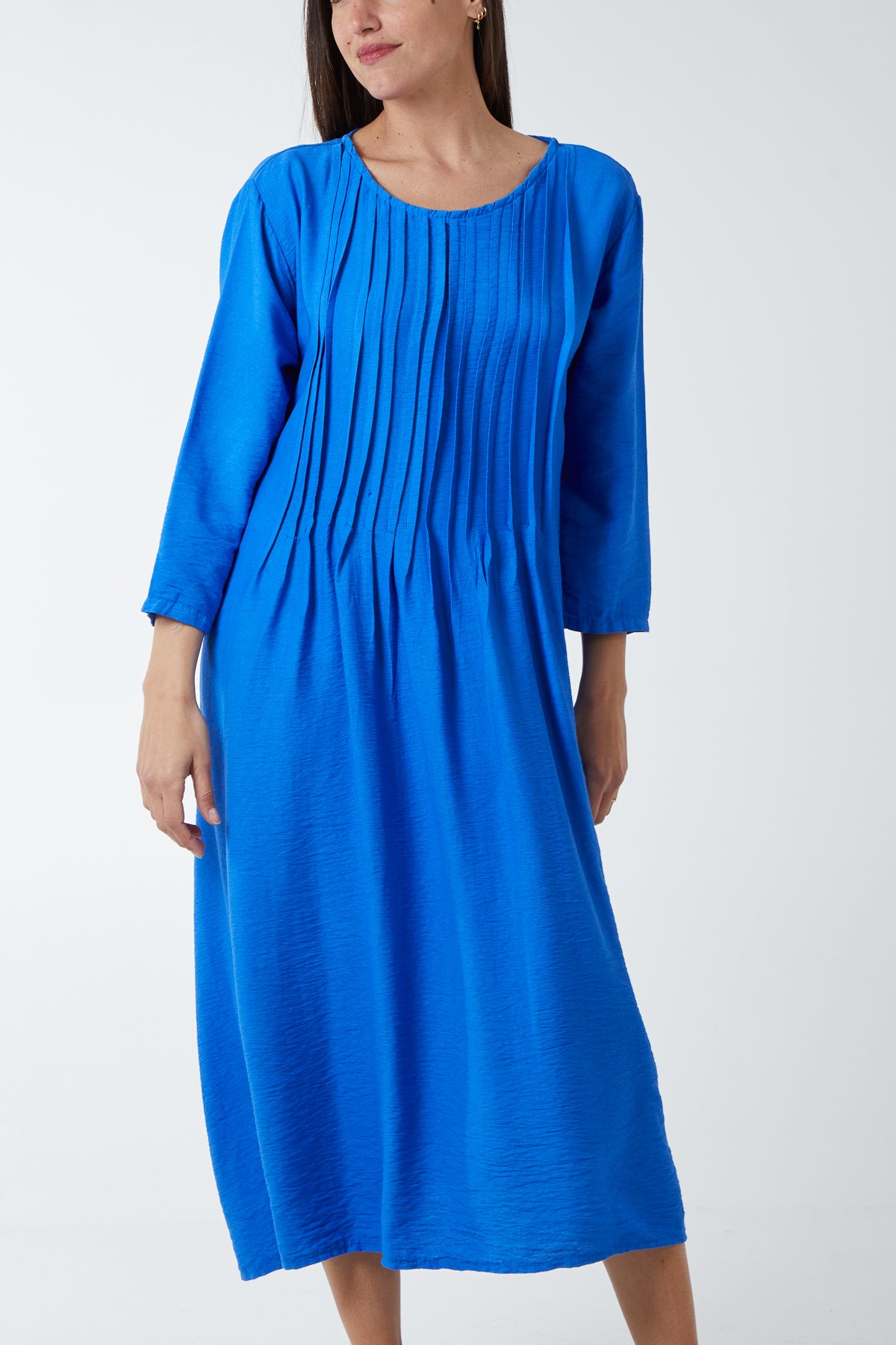 Kick Pleated Long Sleeve Maxi Dress