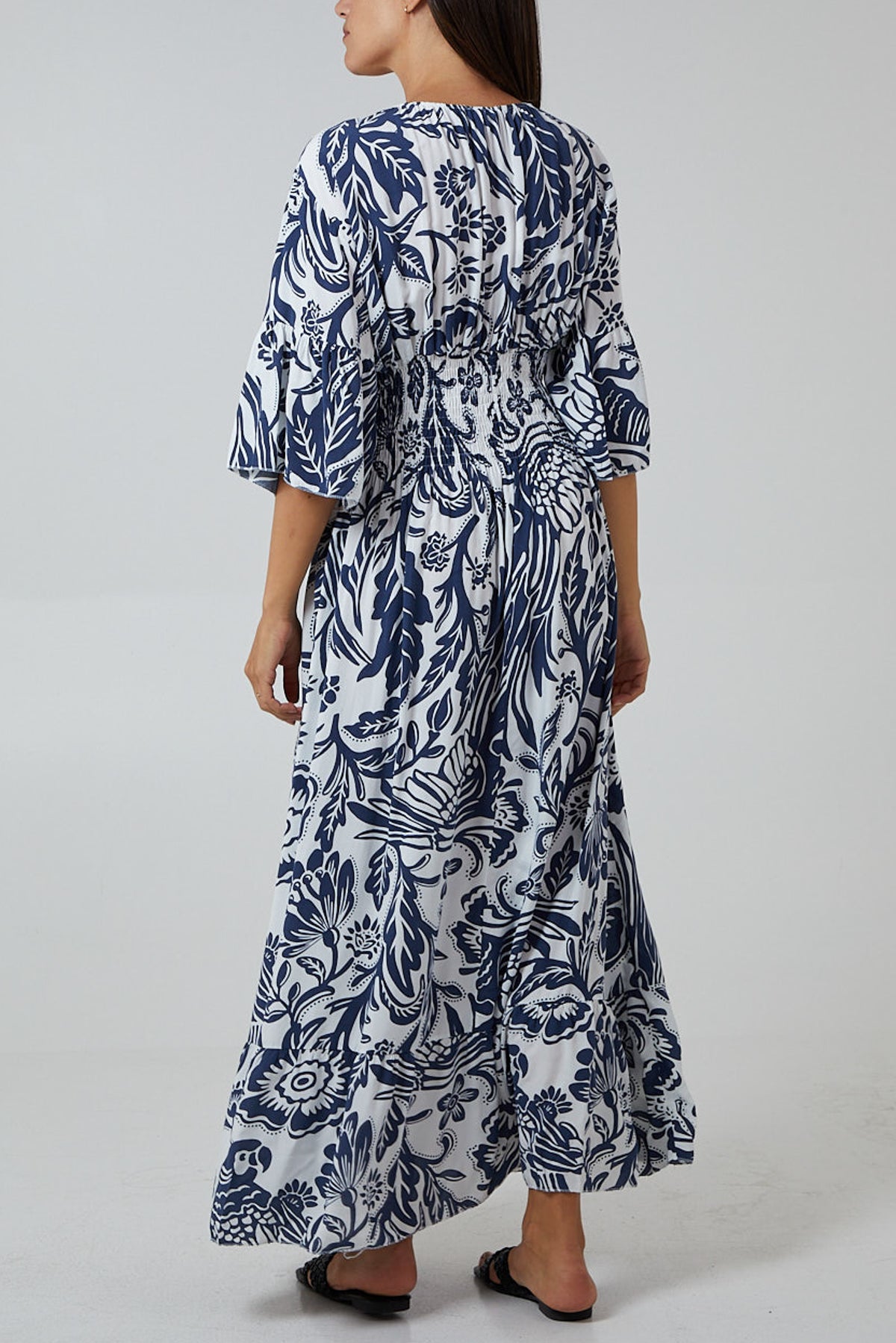 Floral Shirred Waist Maxi Dress