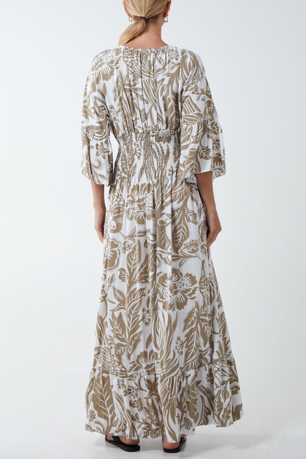 Floral Shirred Waist Maxi Dress
