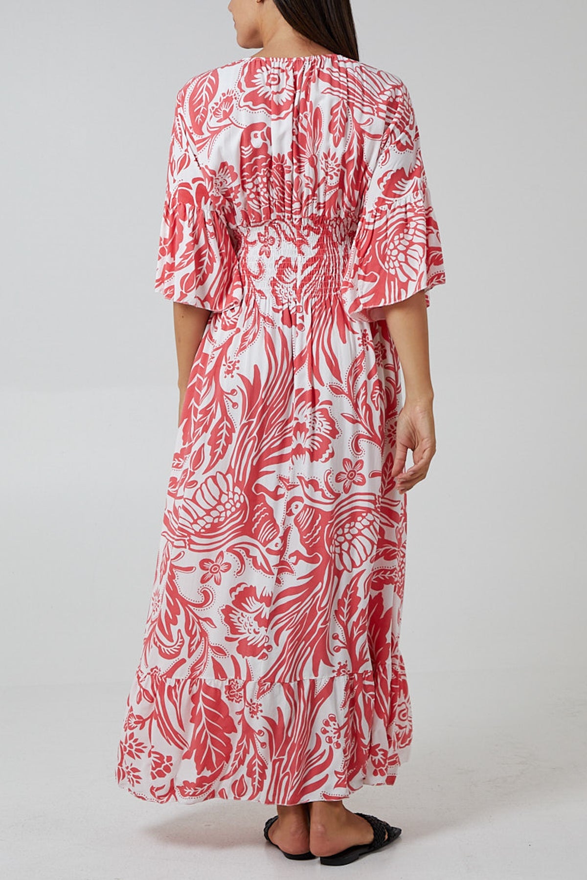 Floral Shirred Waist Maxi Dress