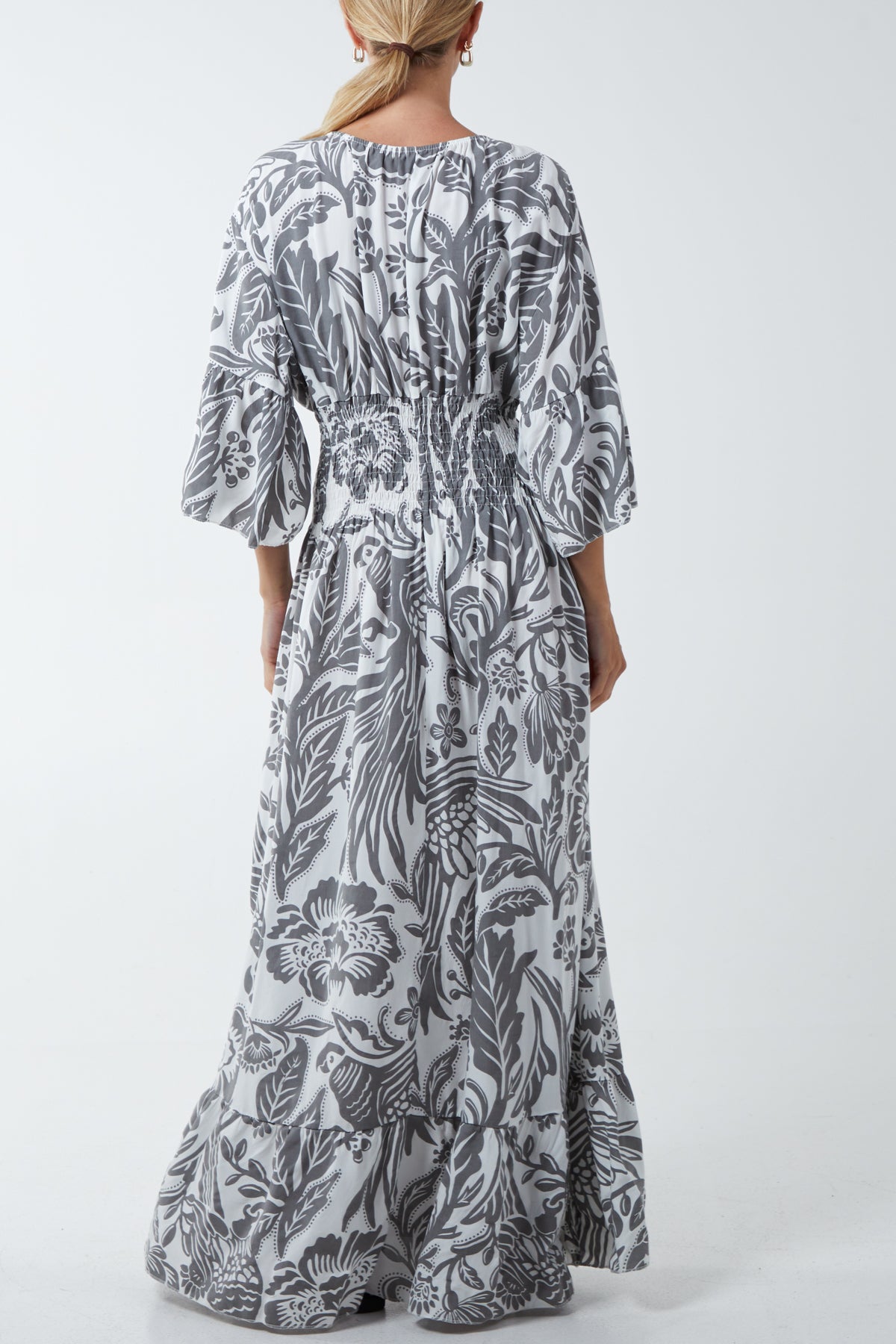 Floral Shirred Waist Maxi Dress