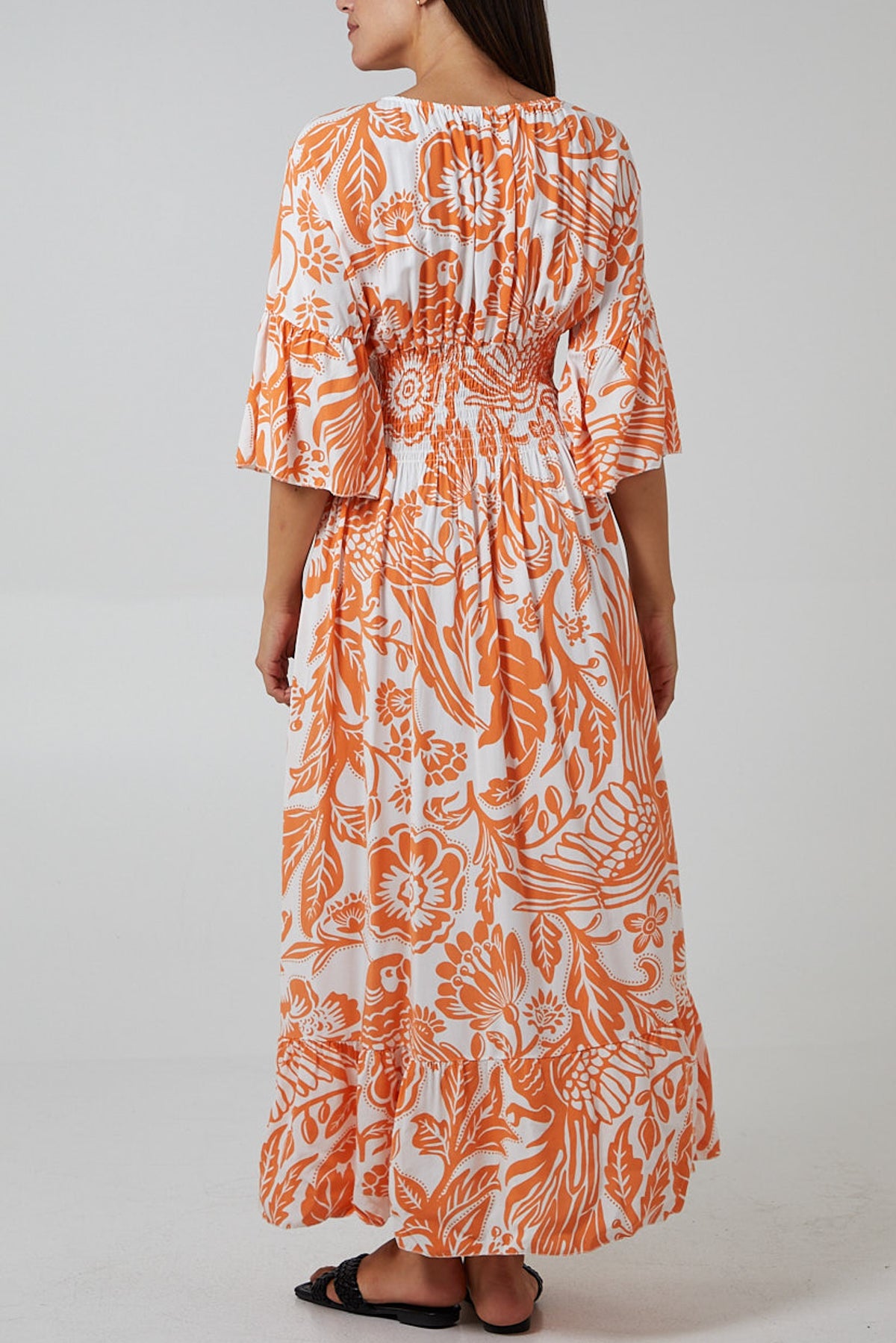 Floral Shirred Waist Maxi Dress