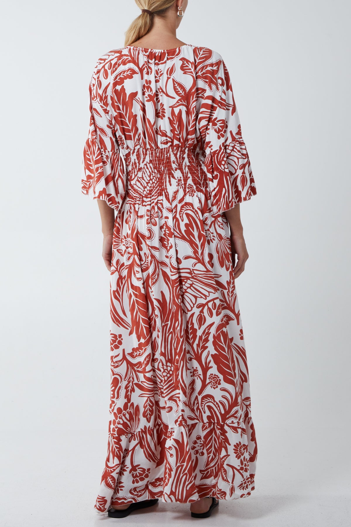 Floral Shirred Waist Maxi Dress