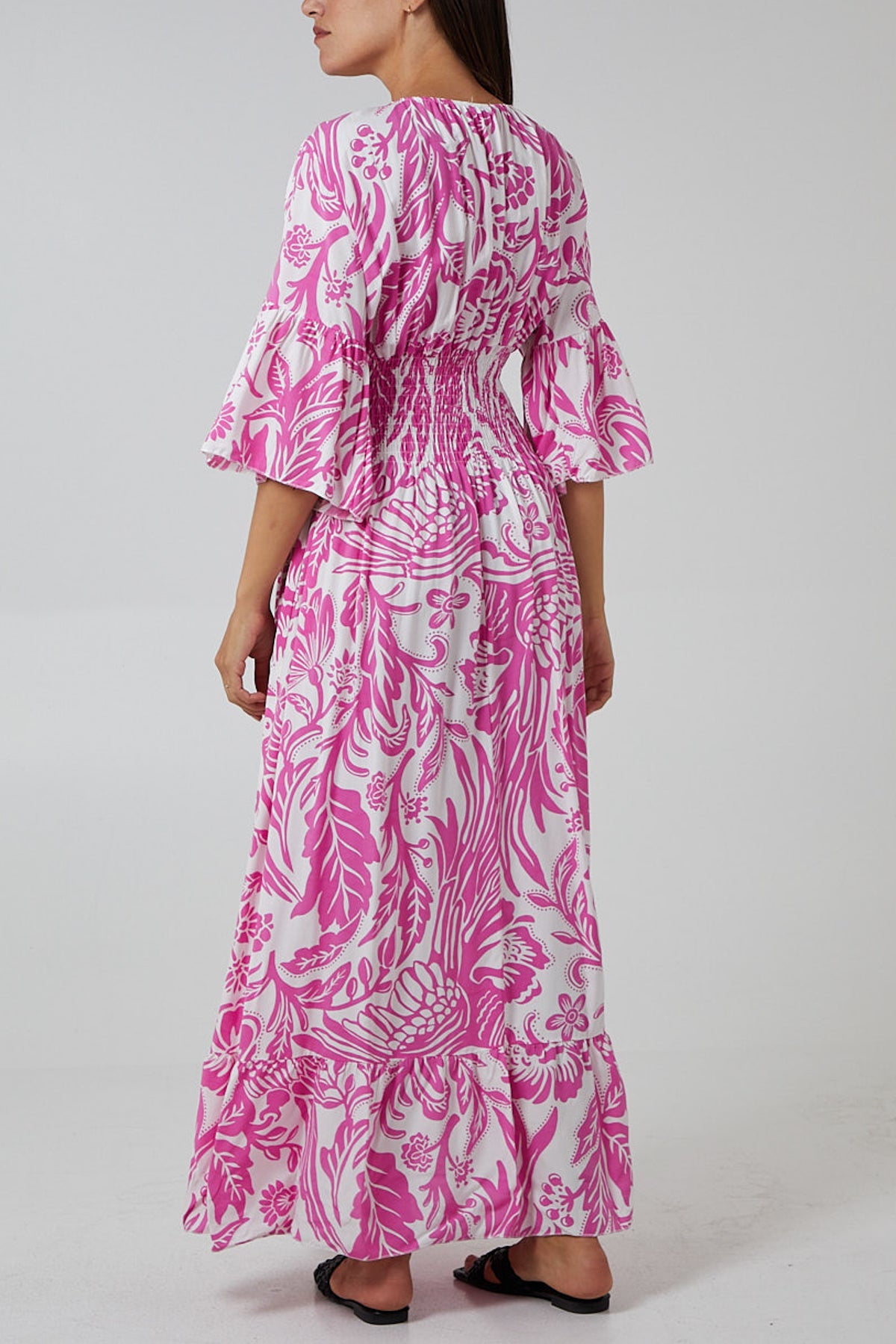 Floral Shirred Waist Maxi Dress
