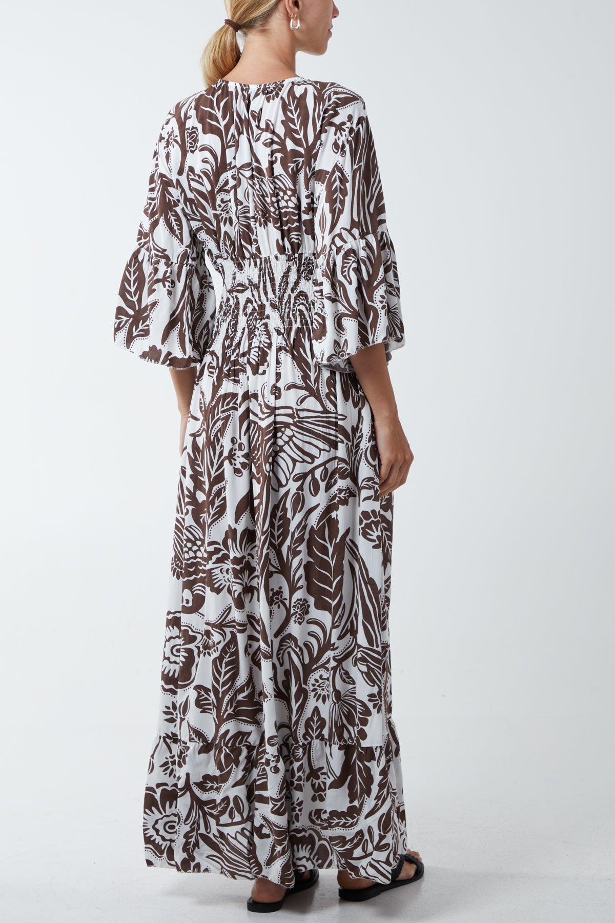 Floral Shirred Waist Maxi Dress