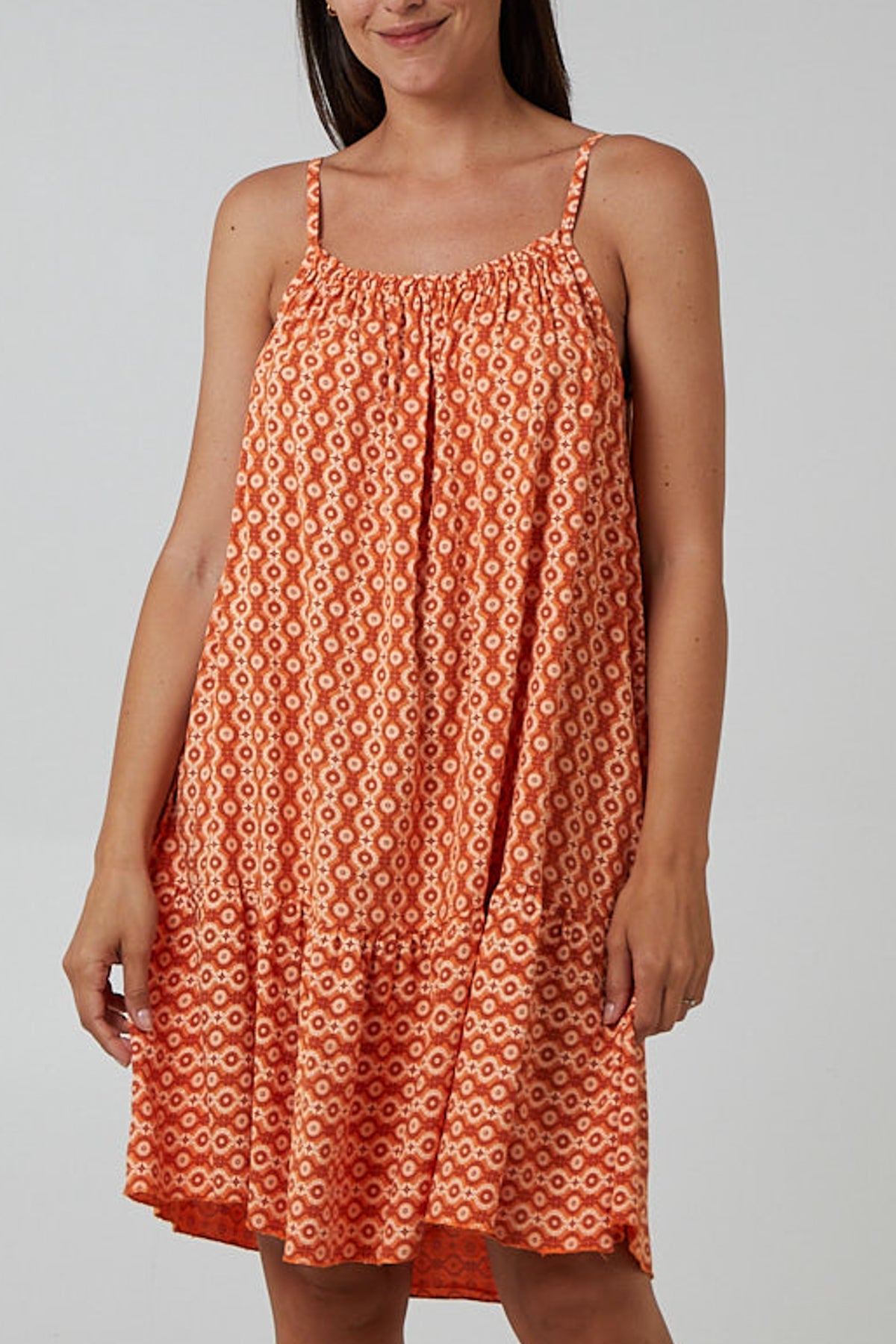 Cami Strap Mosaic Tiered Dress