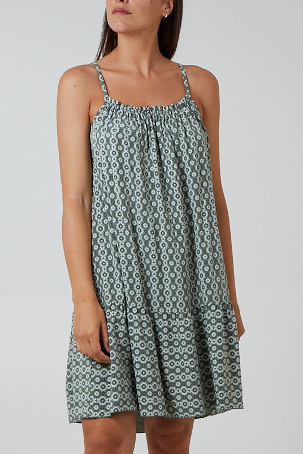 Cami Strap Mosaic Tiered Dress