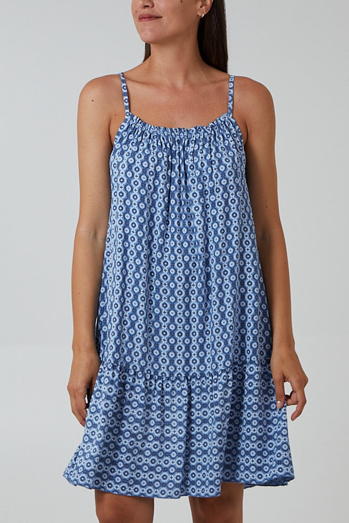 Cami Strap Mosaic Tiered Dress