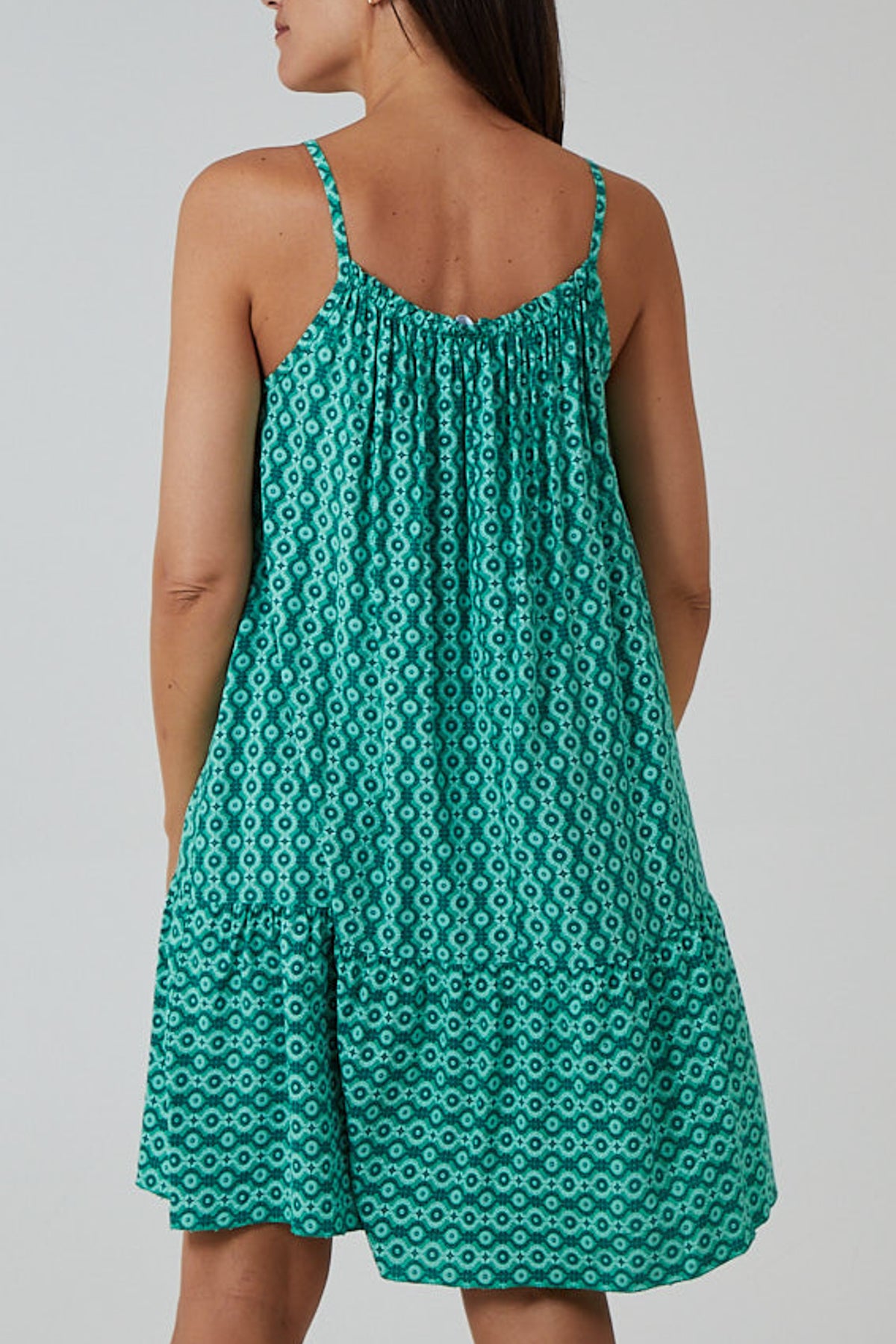 Cami Strap Mosaic Tiered Dress